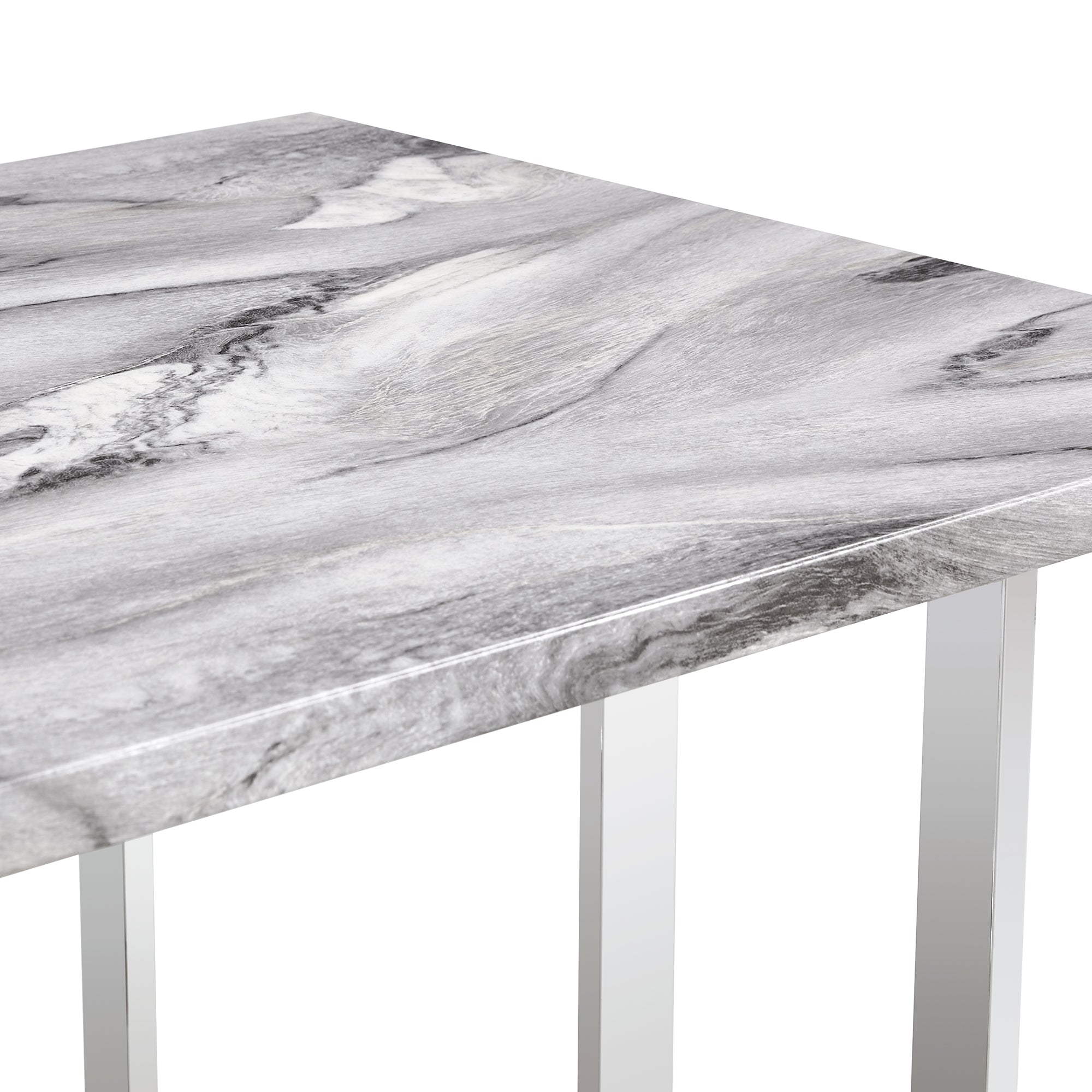 Rectangular Marble Dining Table with Faux Marble Top and Gray U-Shape Base_14