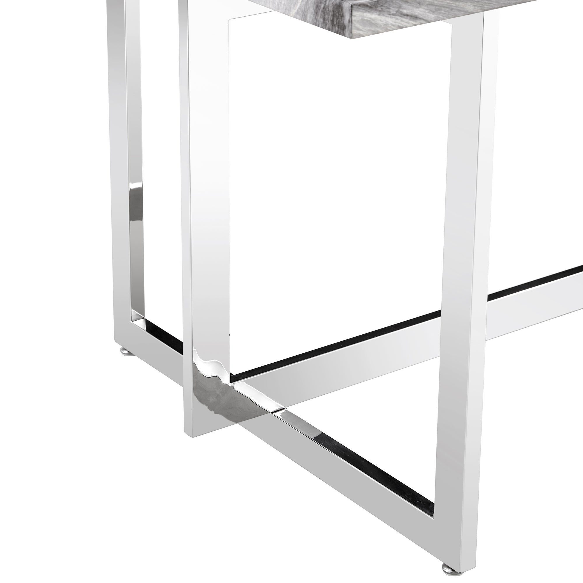 Rectangular Marble Dining Table with Faux Marble Top and Gray U-Shape Base_12