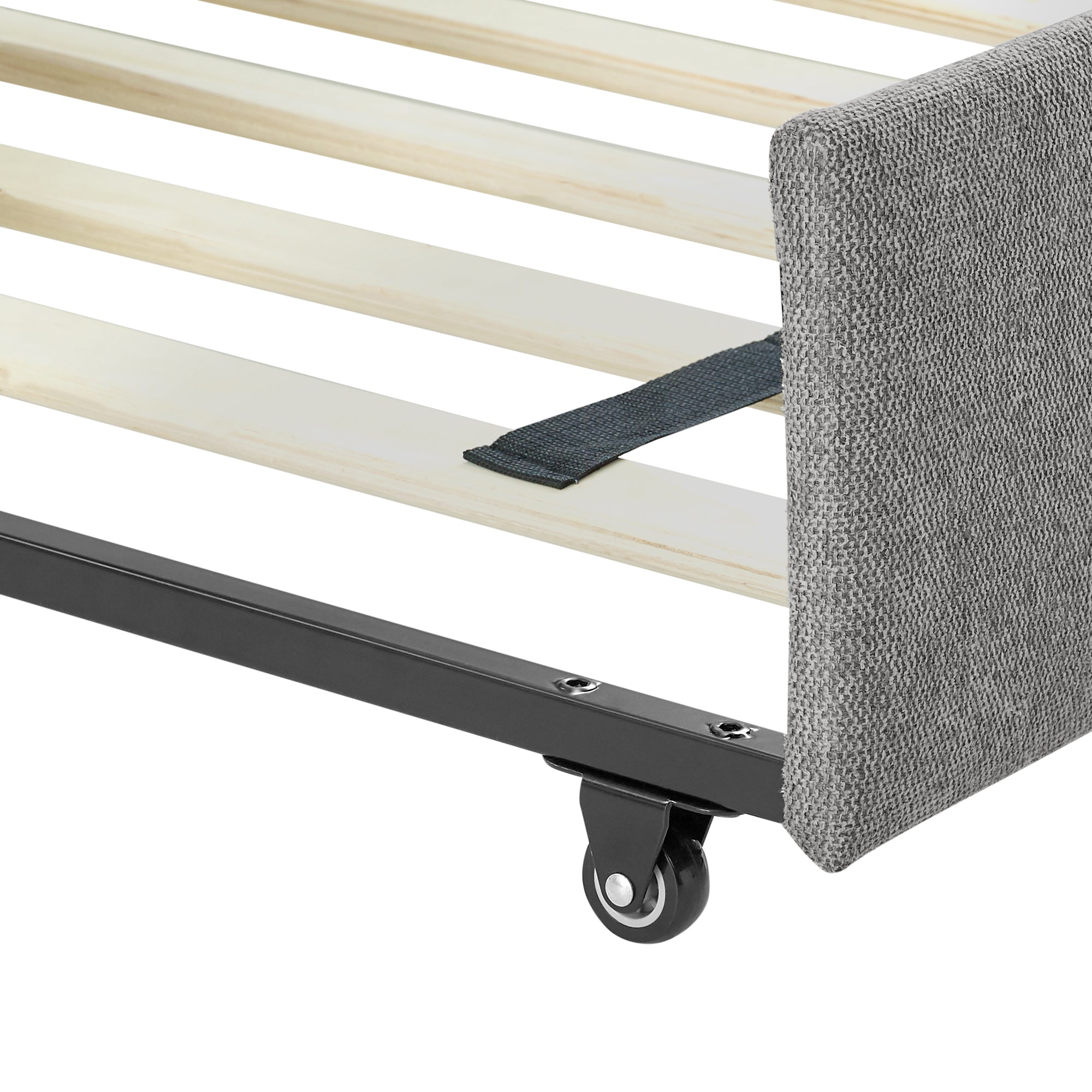 Twin Size Daybed with Two Drawers Trundle Upholstered Tufted Sofa Bed- Grey_14