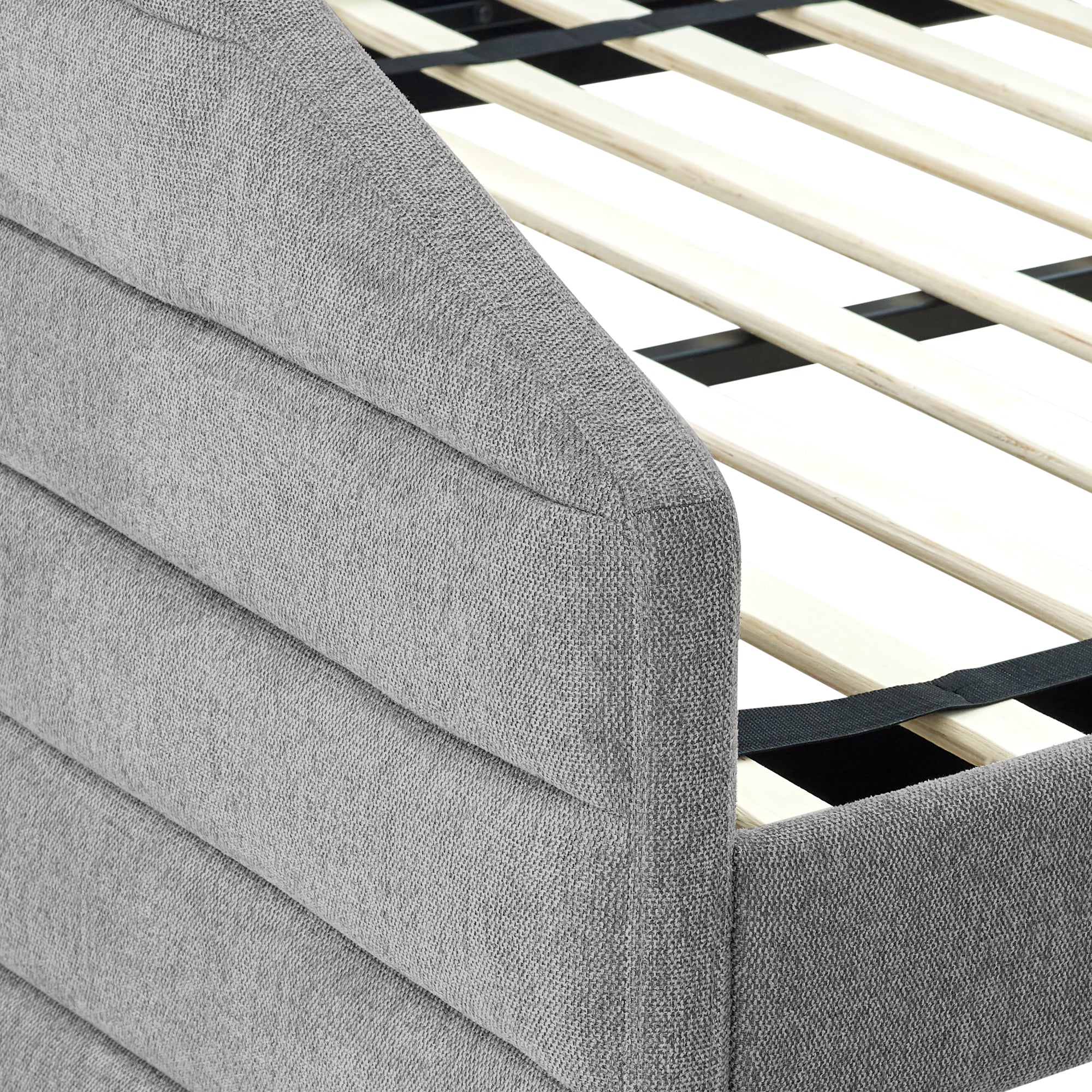 Twin Size Daybed with Two Drawers Trundle Upholstered Tufted Sofa Bed- Grey_12