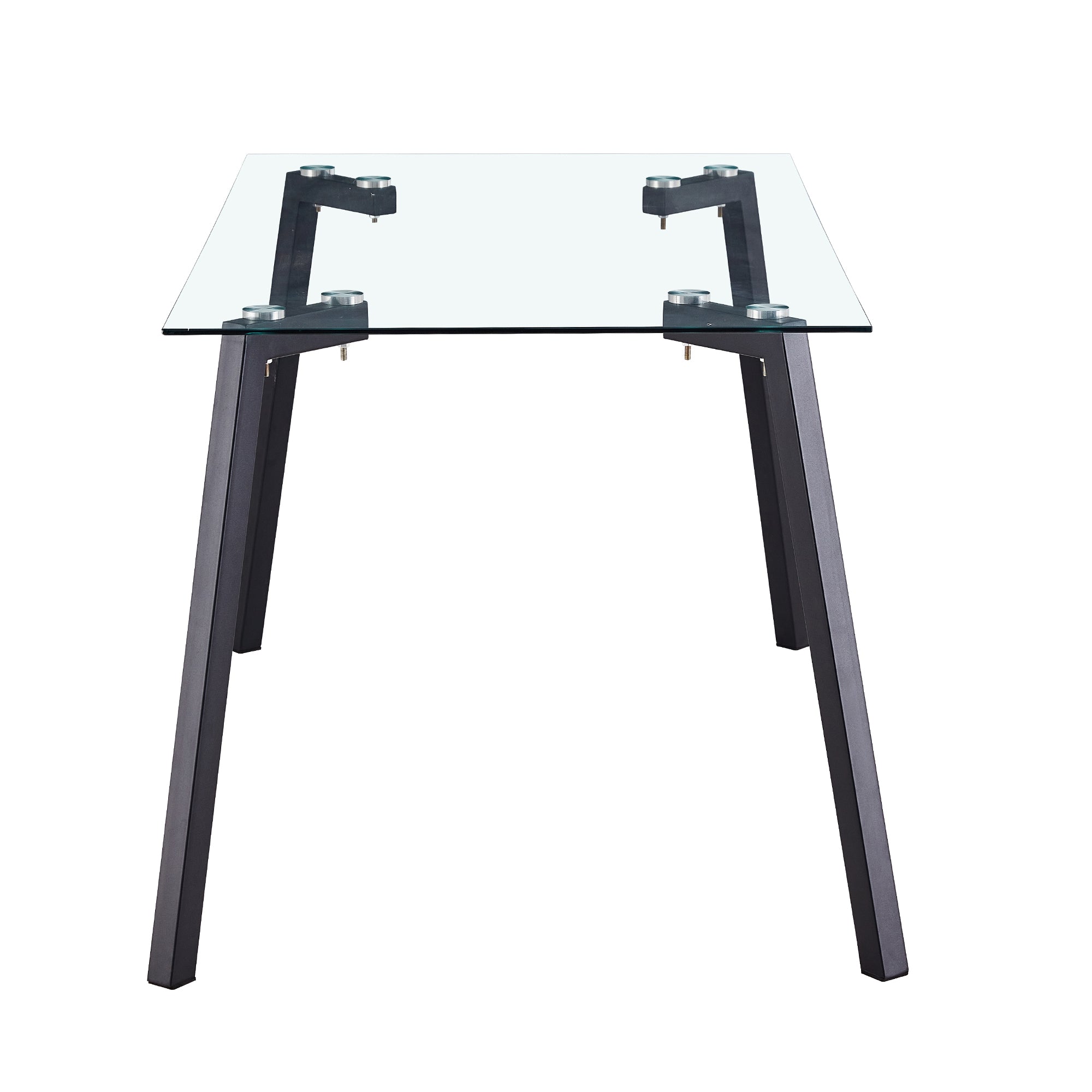 Glass Dining Set- 4 Brown PU Leather Dining Chairs with Slit and 1 Dining Table_7