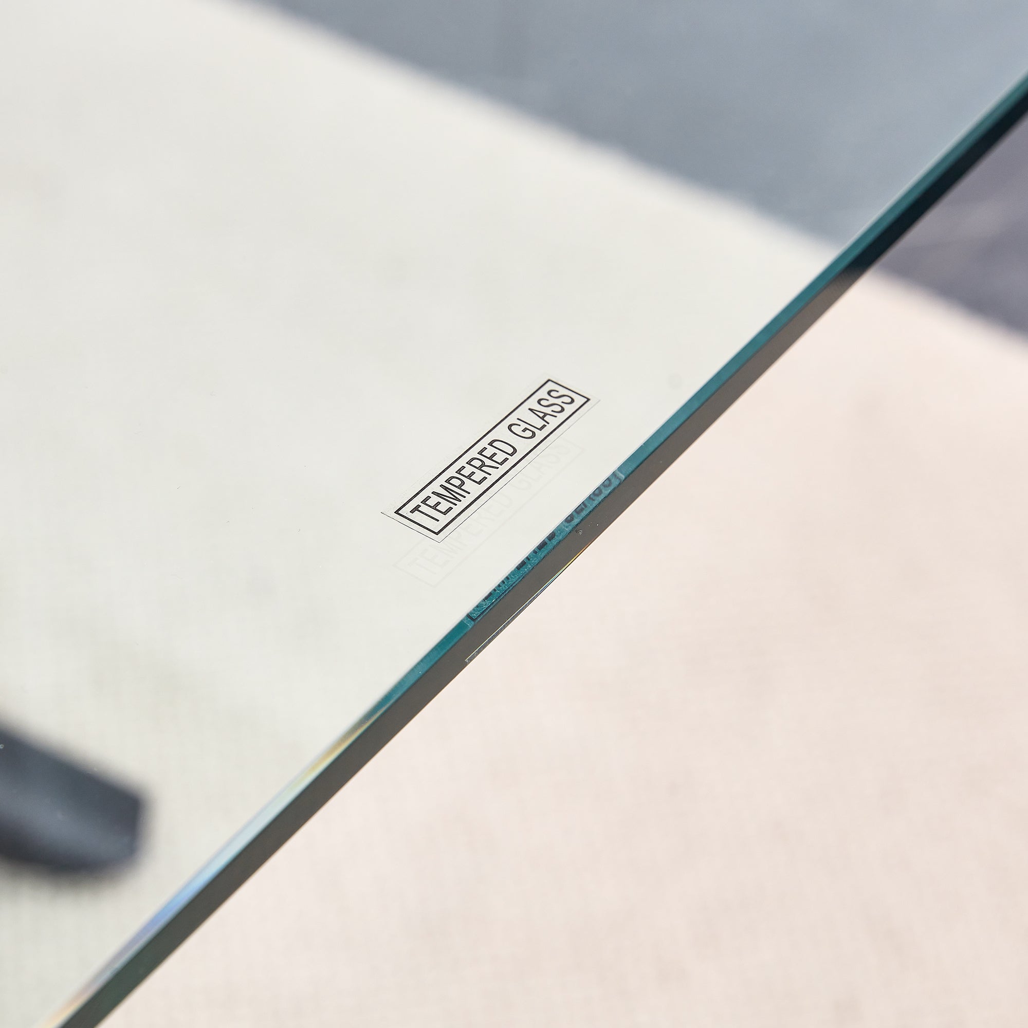 6-8 Seater Large Modern Minimalist Rectangular Glass Tabletop with Black Metal Legs_22