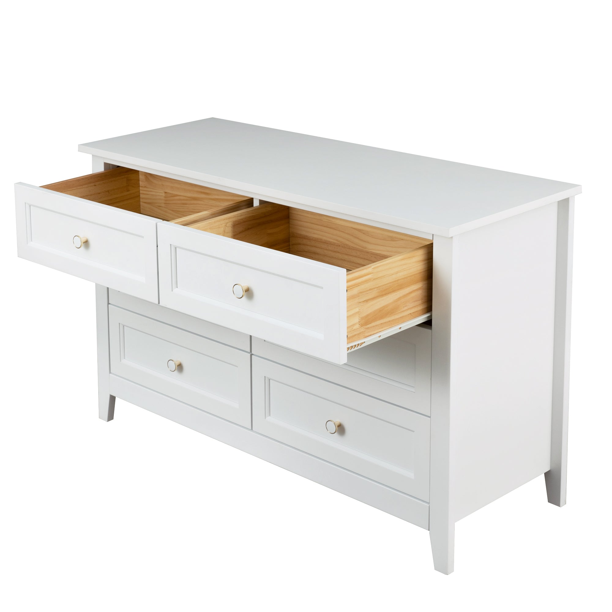 6 Drawers Wood Accent Stylish Dresser Chest and Storage Organizer- White_10