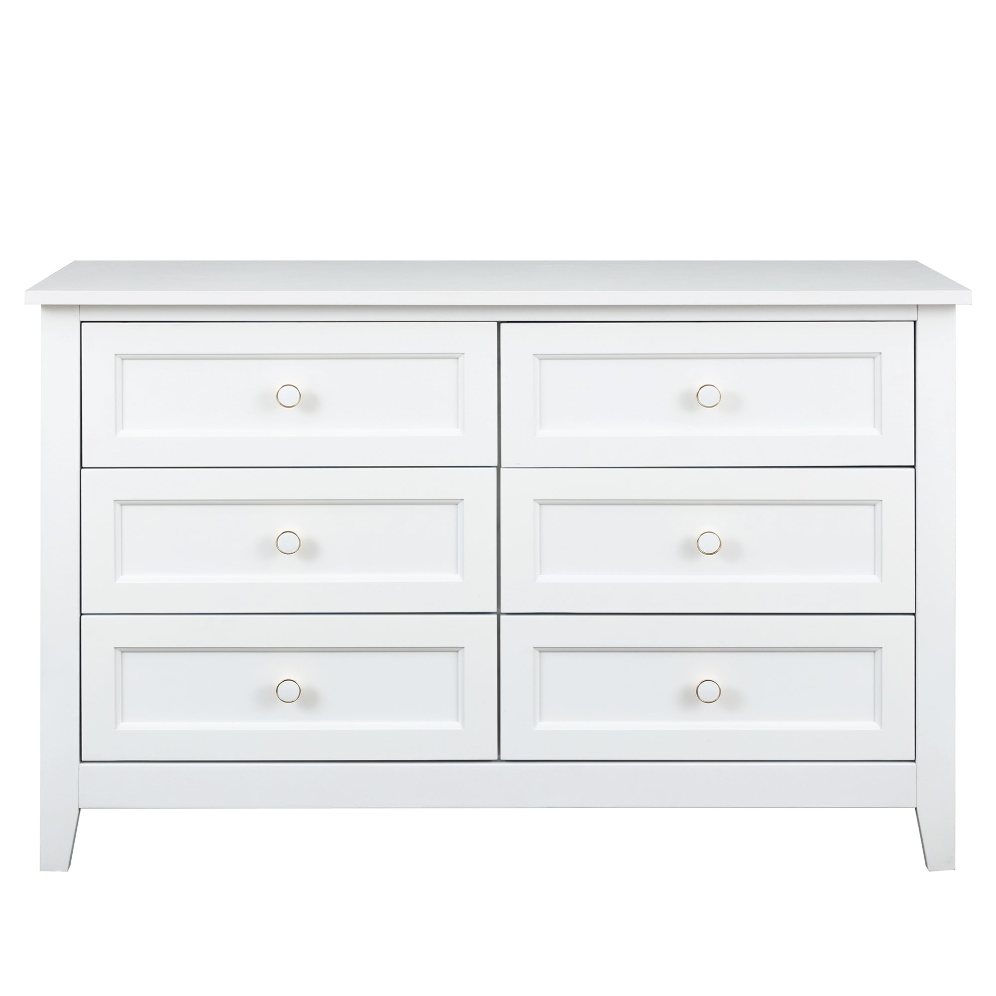 6 Drawers Wood Accent Stylish Dresser Chest and Storage Organizer- White_6