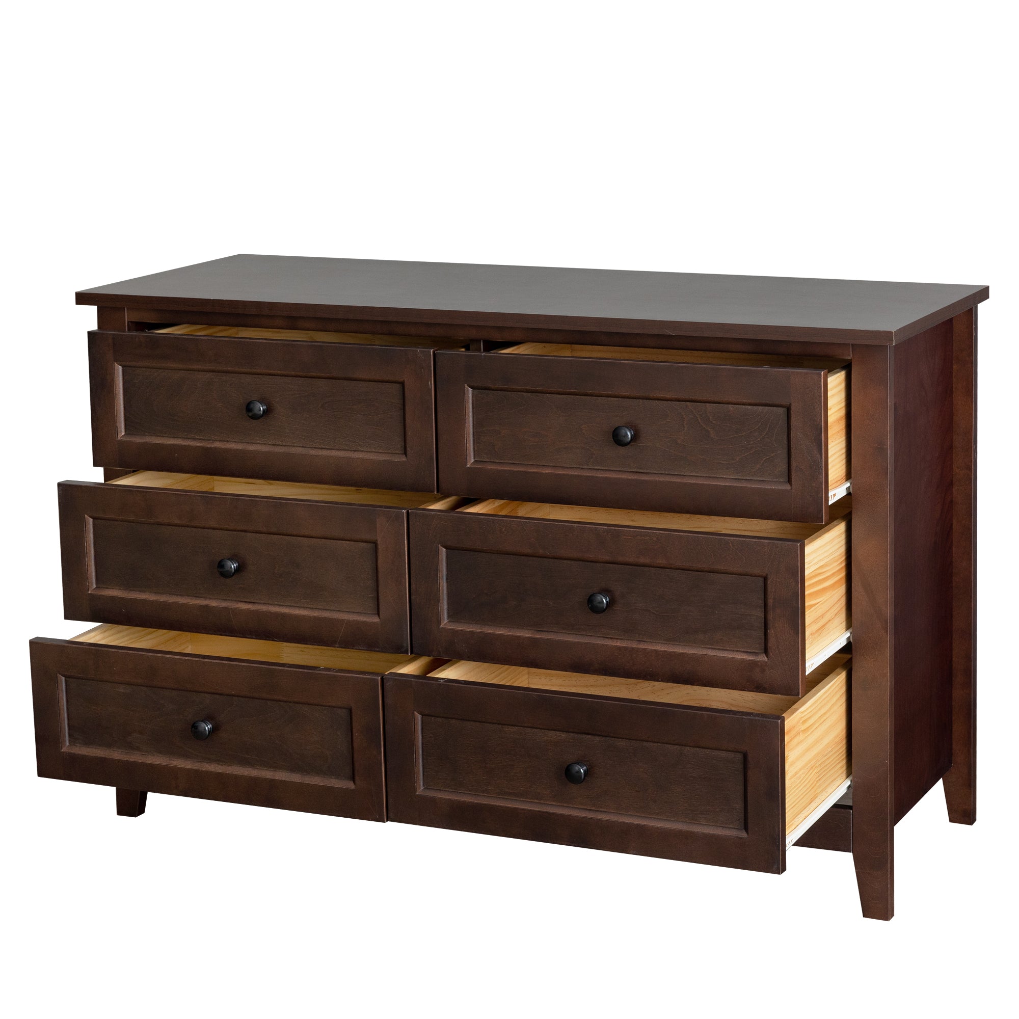 6 Drawers Wood Accent Stylish Dresser Chest and Storage Organizer in Auburn_5