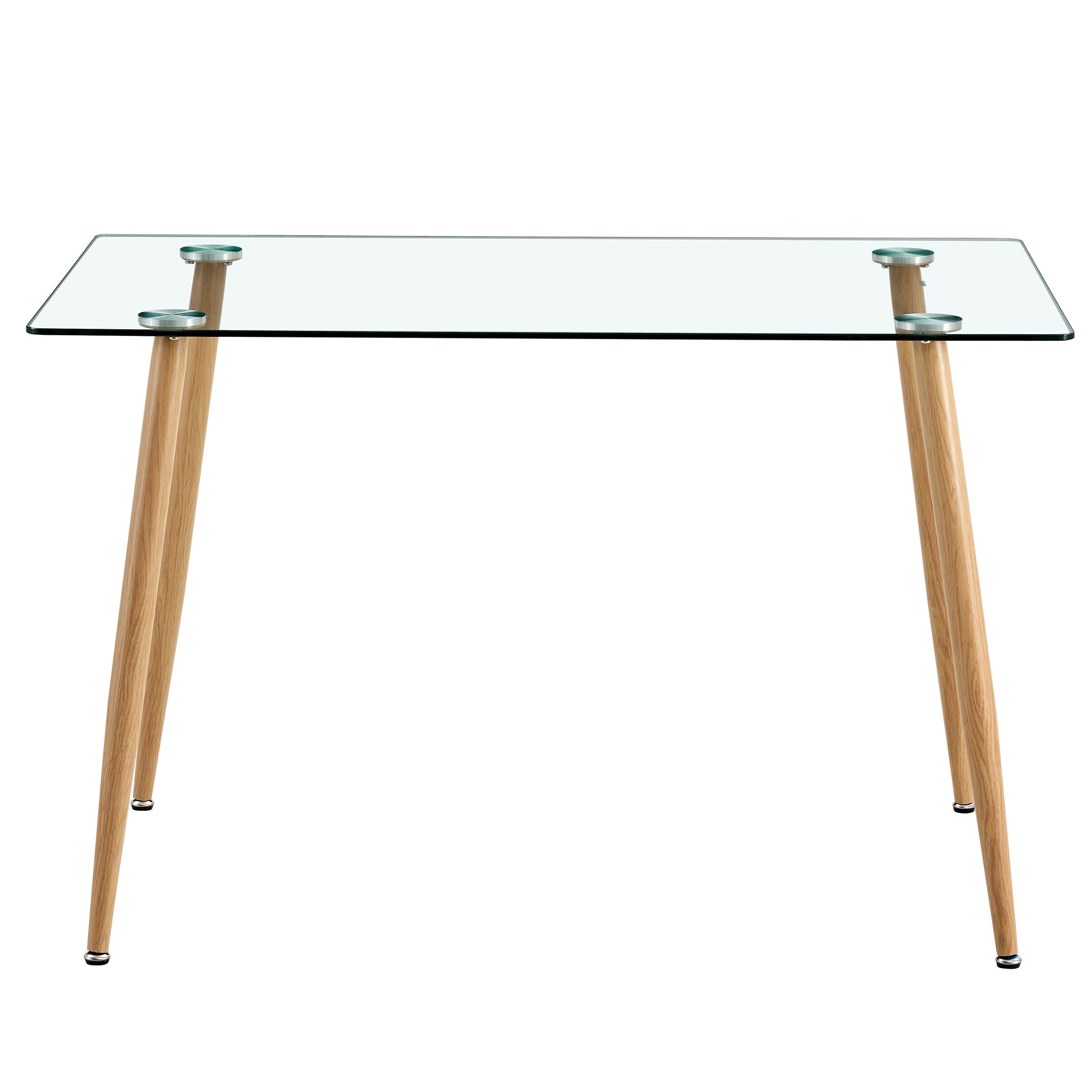 Dining Chair and Table Set- 4 Dark Gray Wooden Colored Metal Leg + 1 Glass Dining Table_7