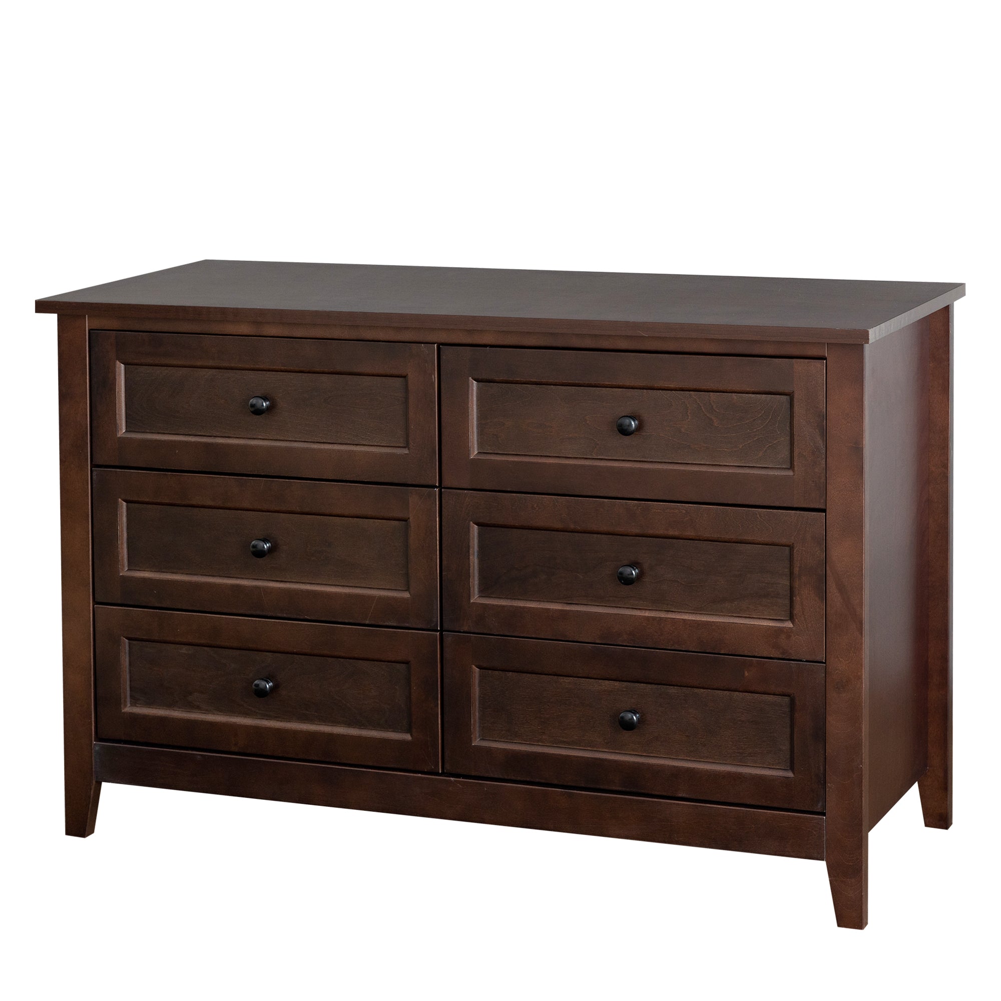 6 Drawers Wood Accent Stylish Dresser Chest and Storage Organizer in Auburn_6