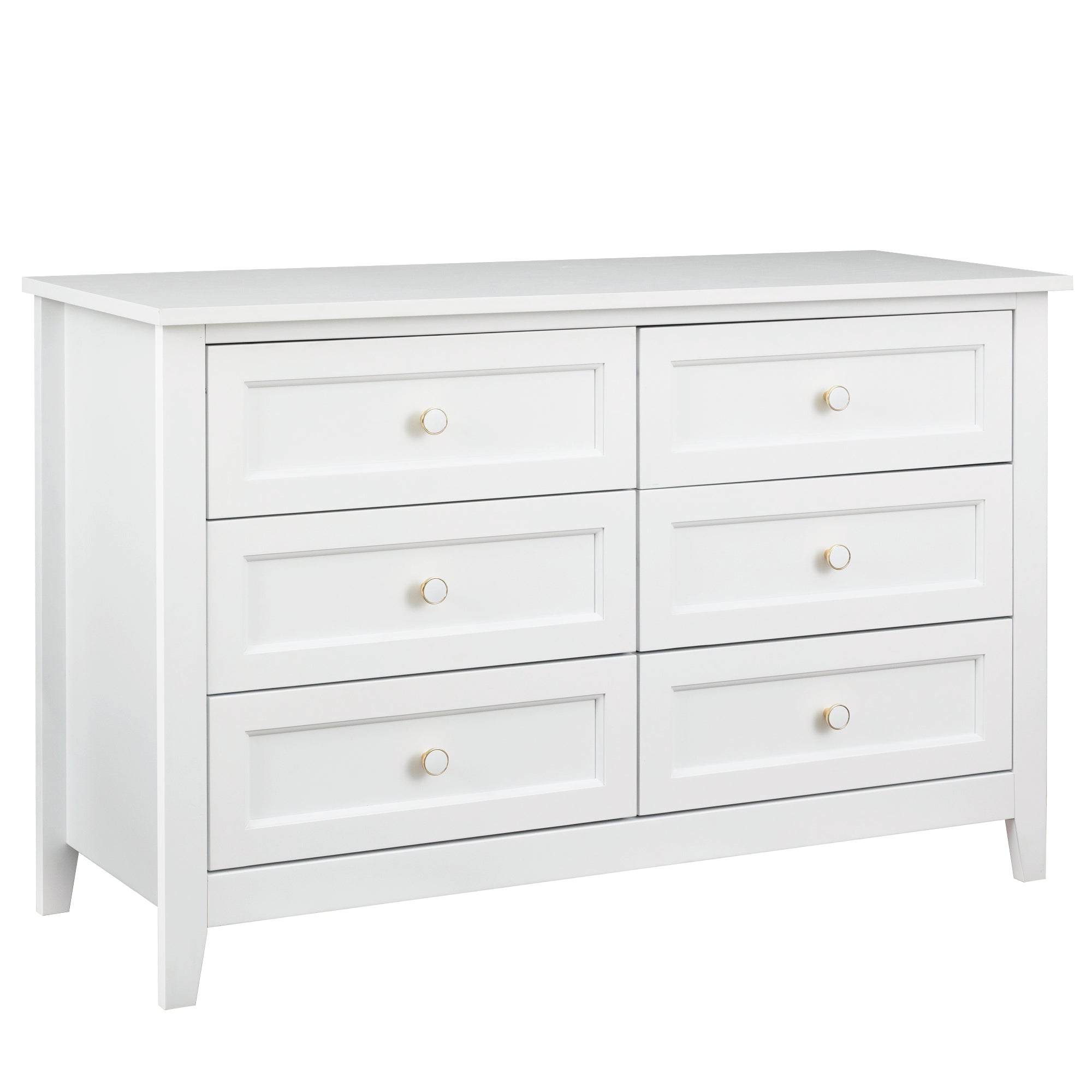 6 Drawers Wood Accent Stylish Dresser Chest and Storage Organizer- White_9
