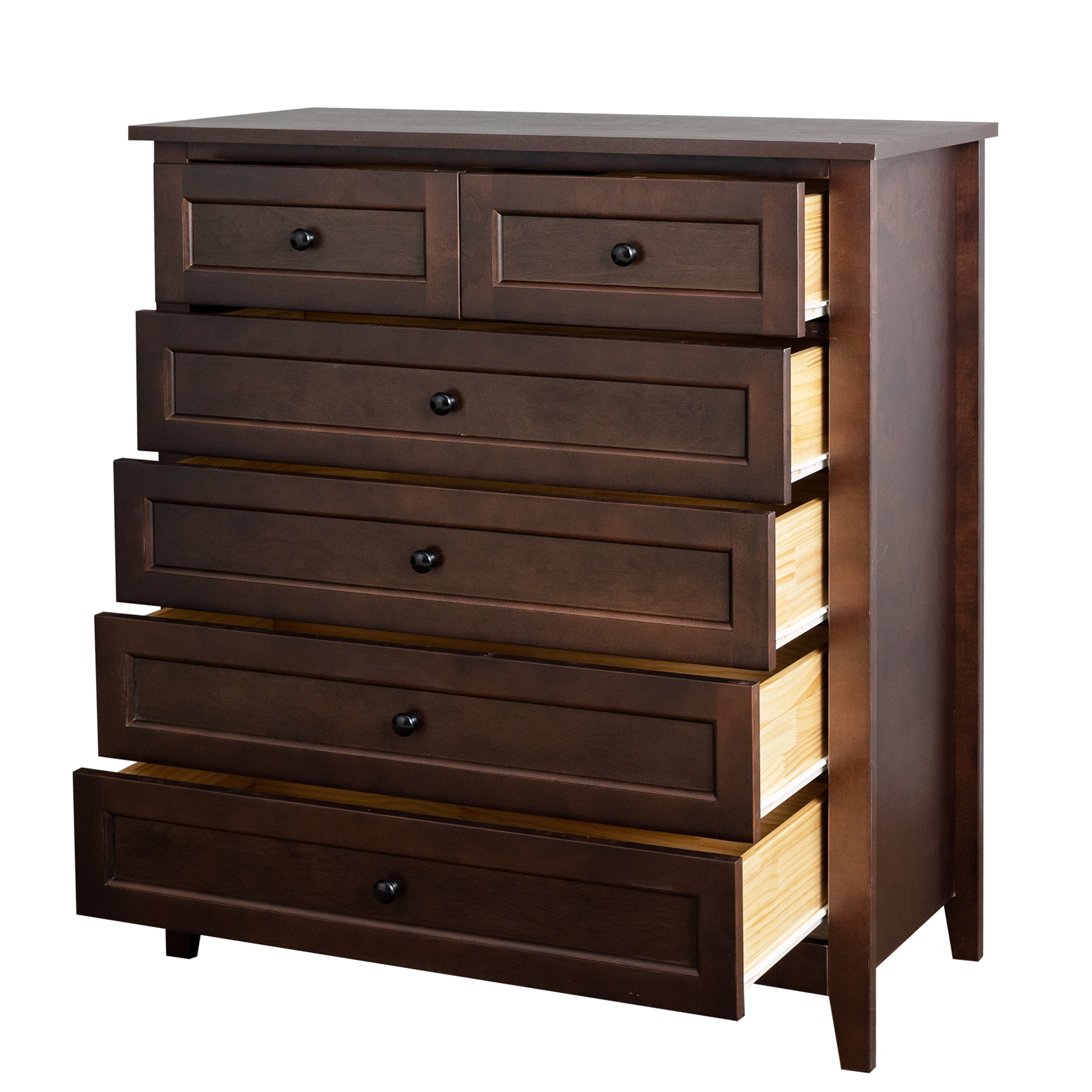 2 Small+4 Large Drawers Solid Wood Free Standing Dresser for Bedroom- Auburn_6