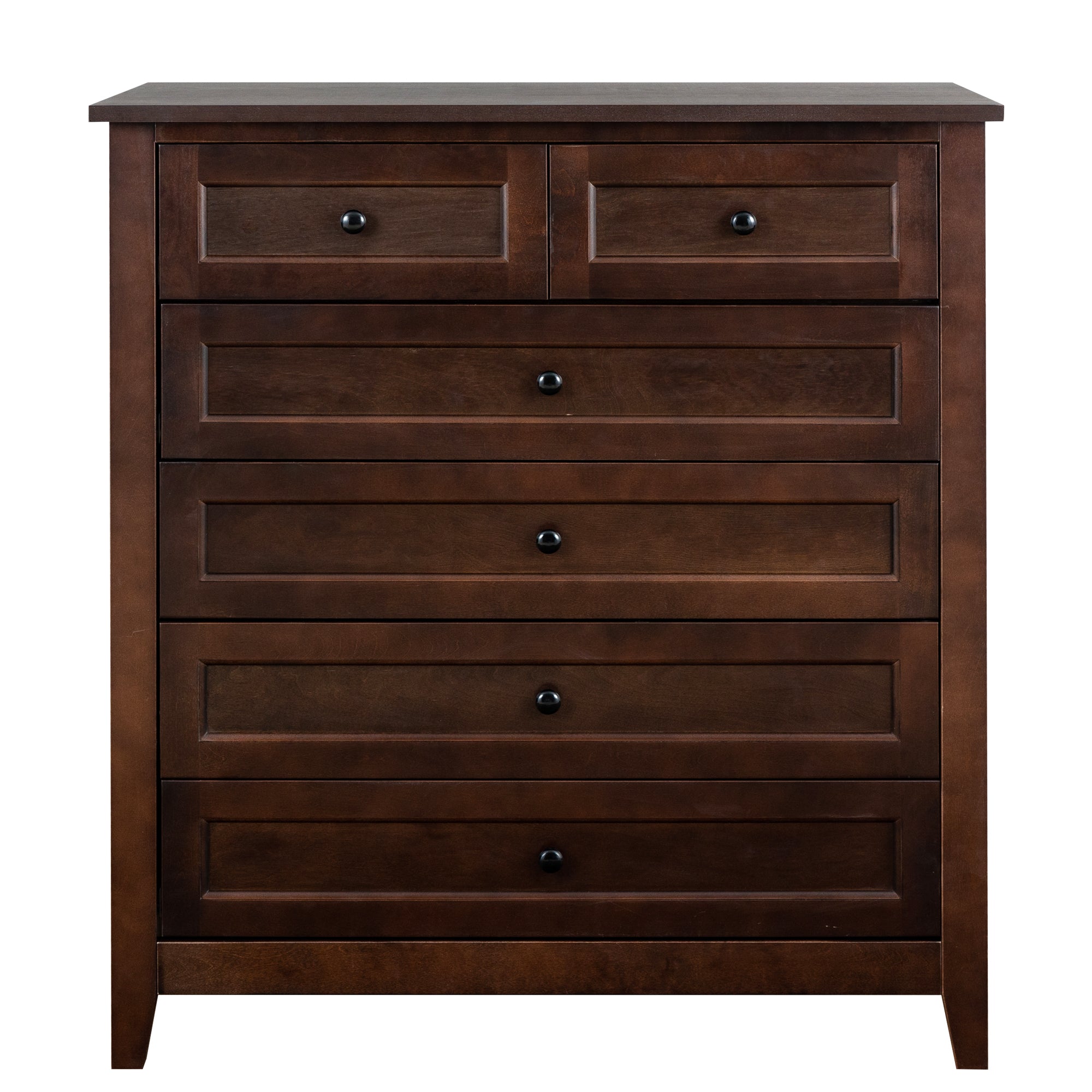2 Small+4 Large Drawers Solid Wood Free Standing Dresser for Bedroom- Auburn_4