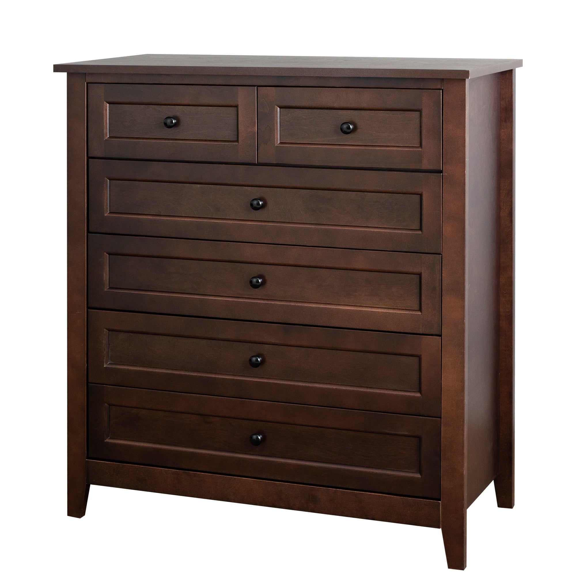 2 Small+4 Large Drawers Solid Wood Free Standing Dresser for Bedroom- Auburn_5