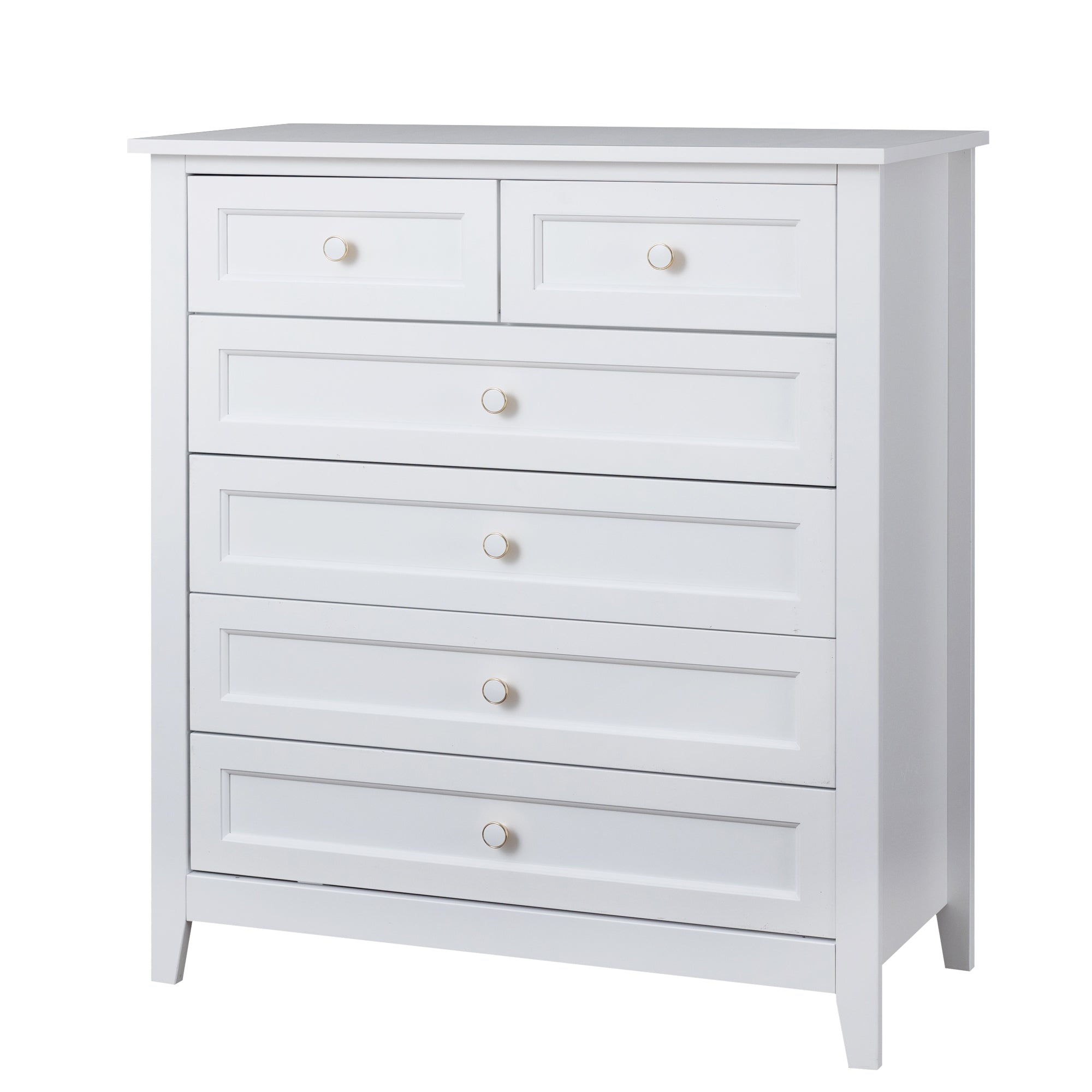2 Small+4 Large Drawers Solid Wood Free Standing Dresser for Bedroom- White_8
