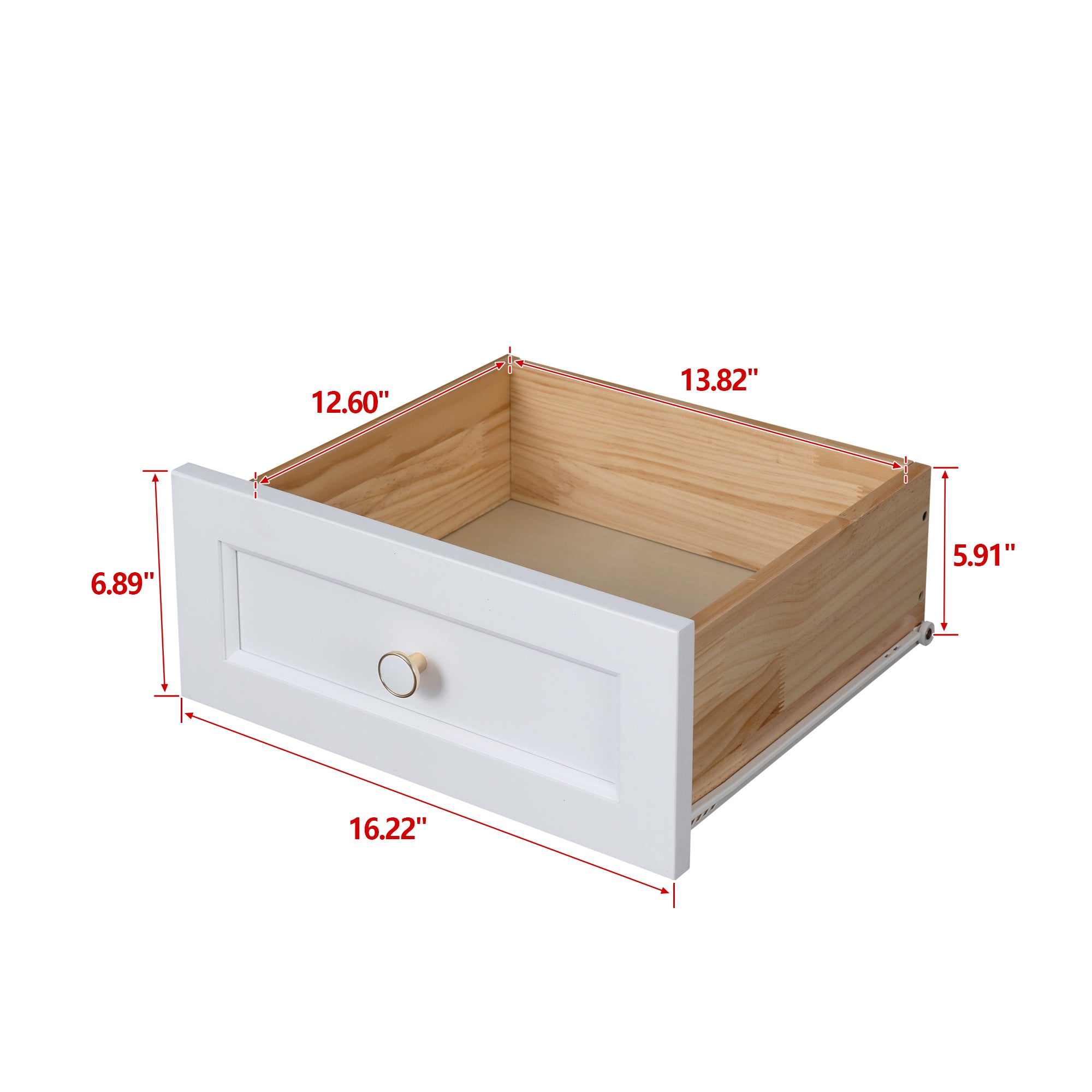 2 Small+4 Large Drawers Solid Wood Free Standing Dresser for Bedroom- White_5