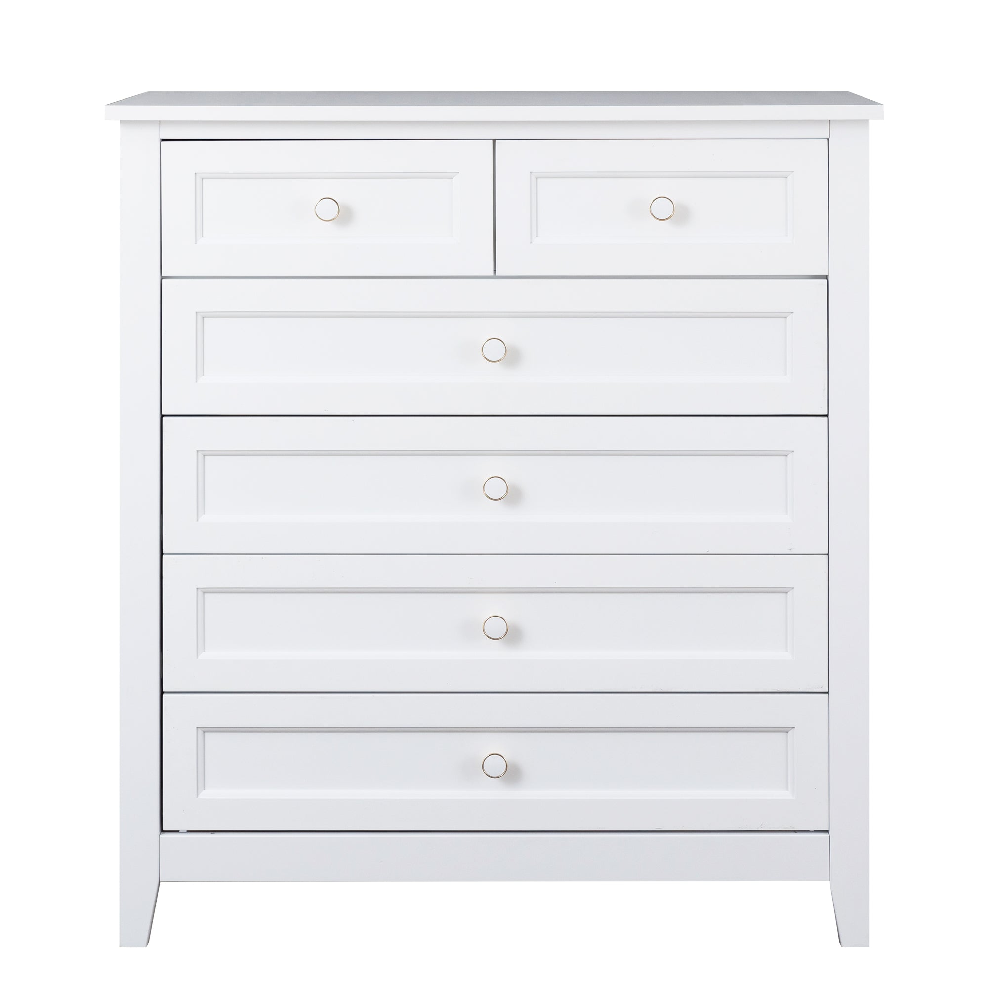 2 Small+4 Large Drawers Solid Wood Free Standing Dresser for Bedroom- White_7