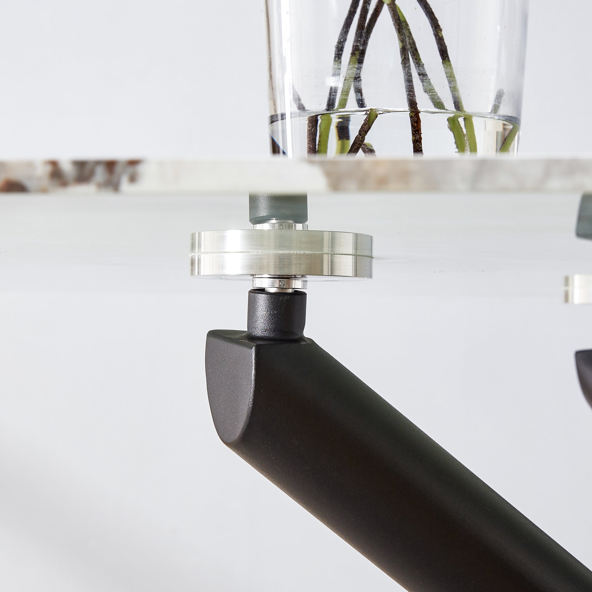 6-8 Seater Modern Kitchen Dining Table Rectangular Marble Glass Table Top with Metal Legs_17