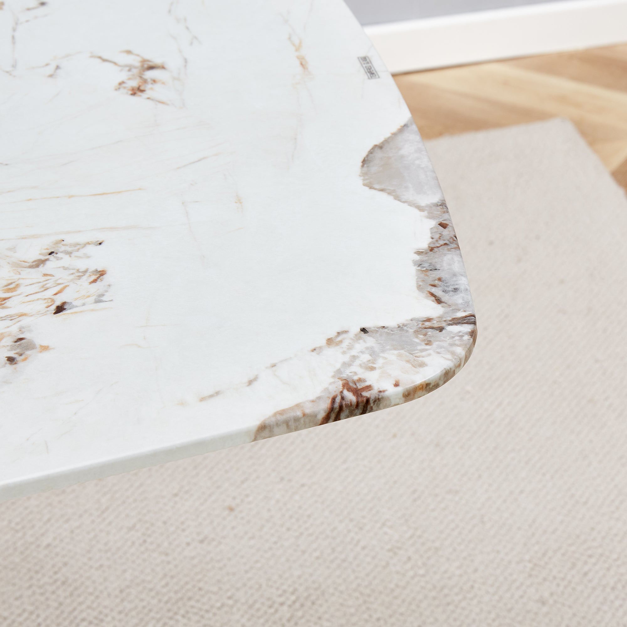 6-8 Seater Modern Kitchen Dining Table Rectangular Marble Glass Table Top with Metal Legs_18