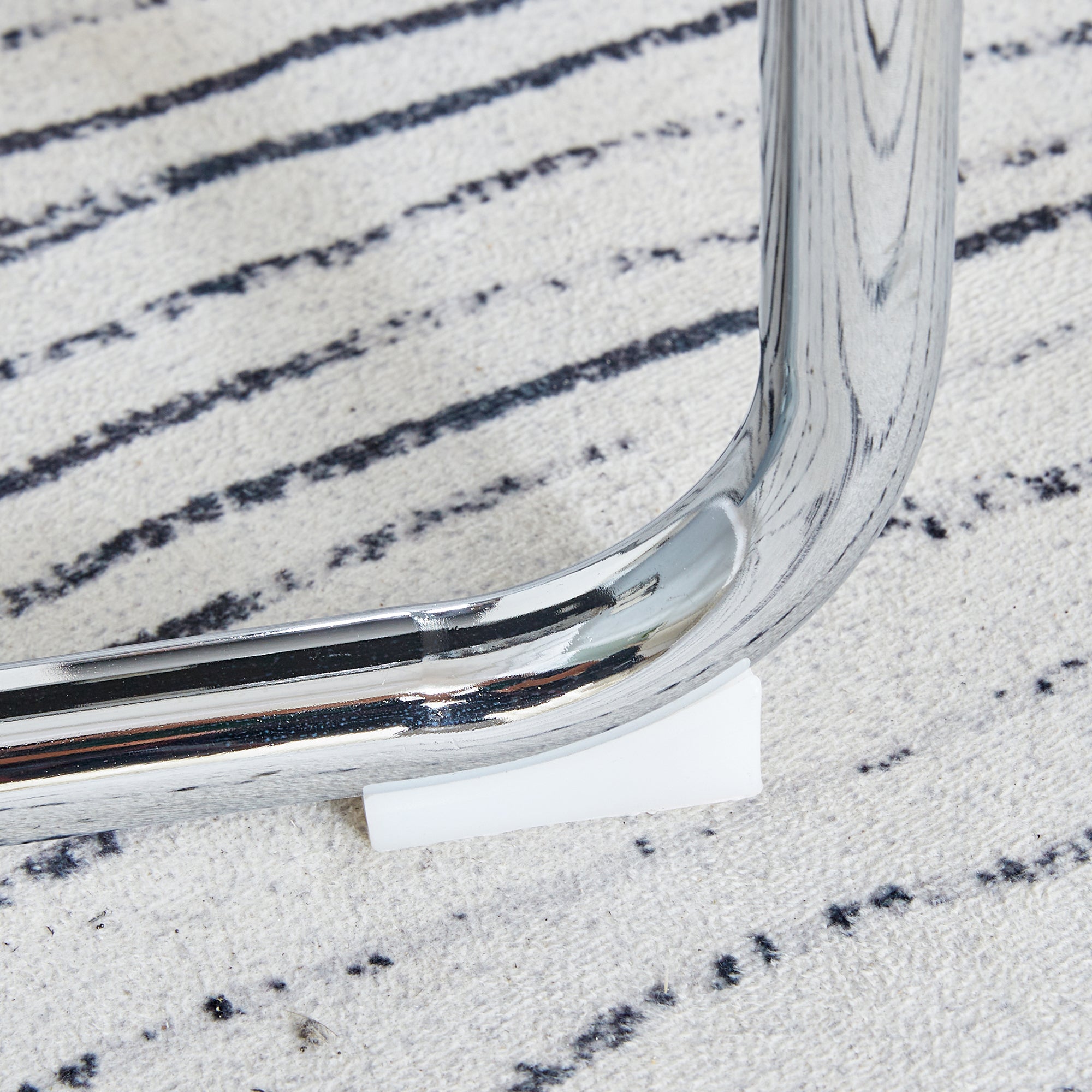 8 Pcs Faux Leather Upholstered Grid High Back Dining Chairs with Metal Base- Grey, Silver_5