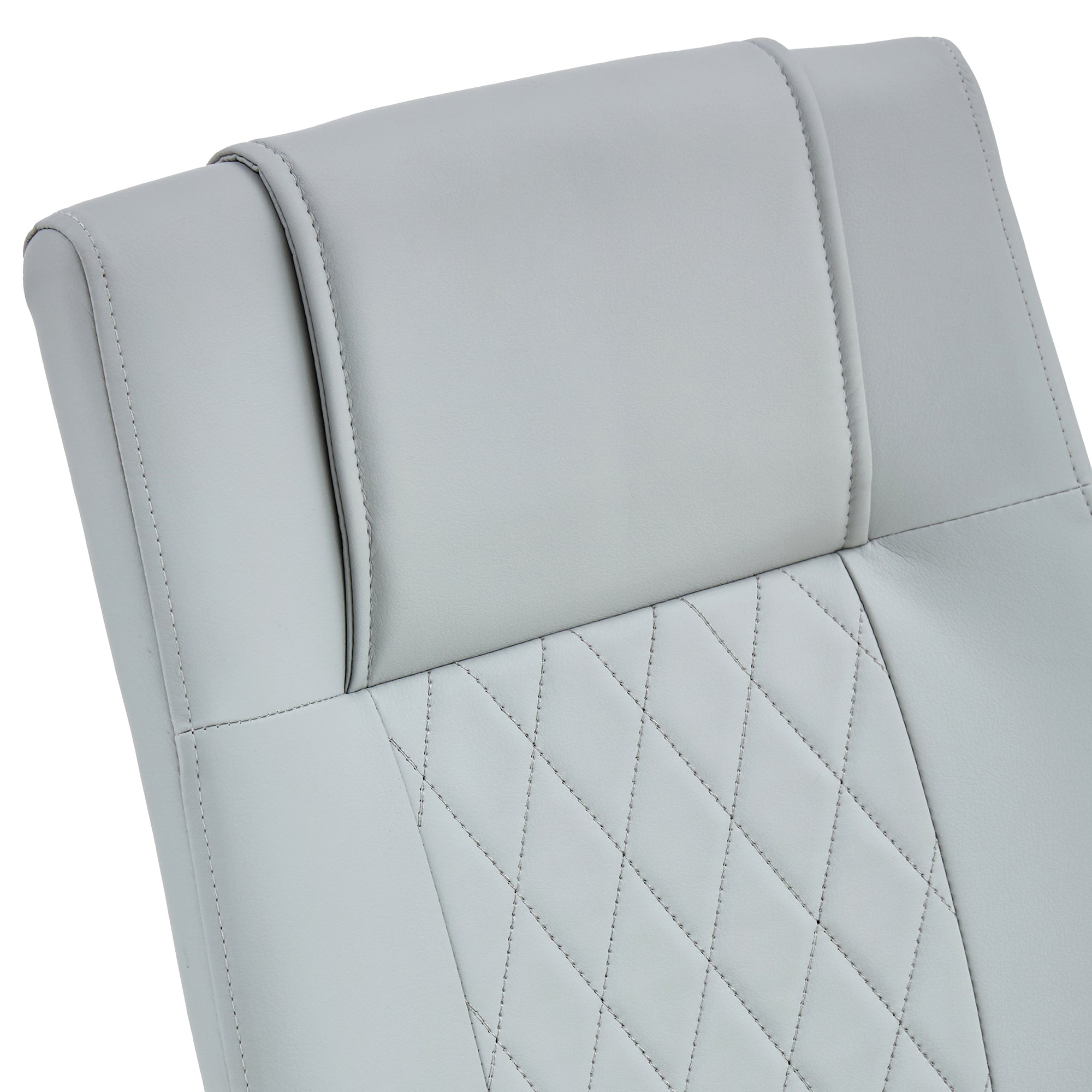 8 Pcs Faux Leather Upholstered Grid High Back Dining Chairs with Metal Base- Grey, Silver_13