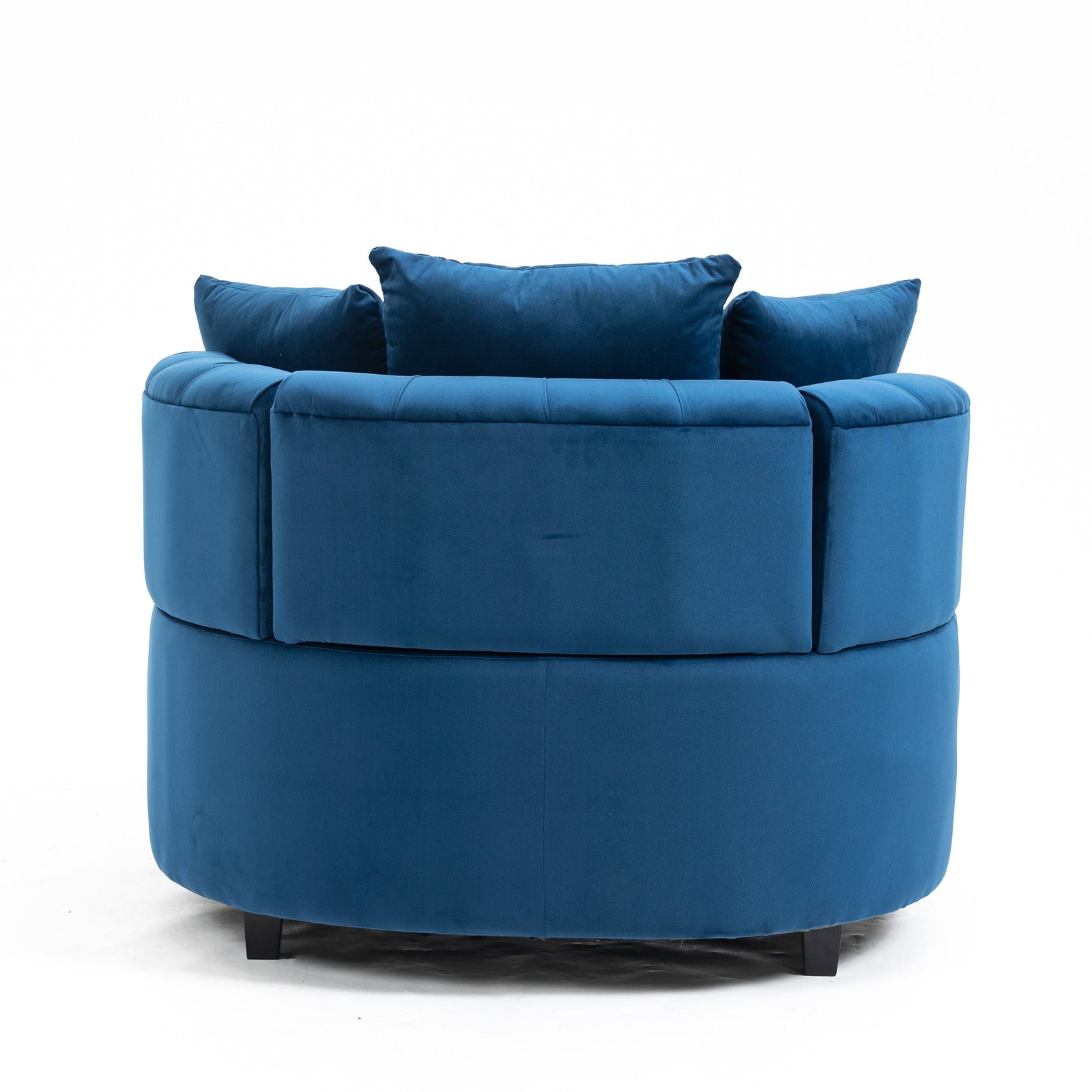 Tufted Upholstered Classical Living Room Barrel Accent Chair with Pillows- Blue_6