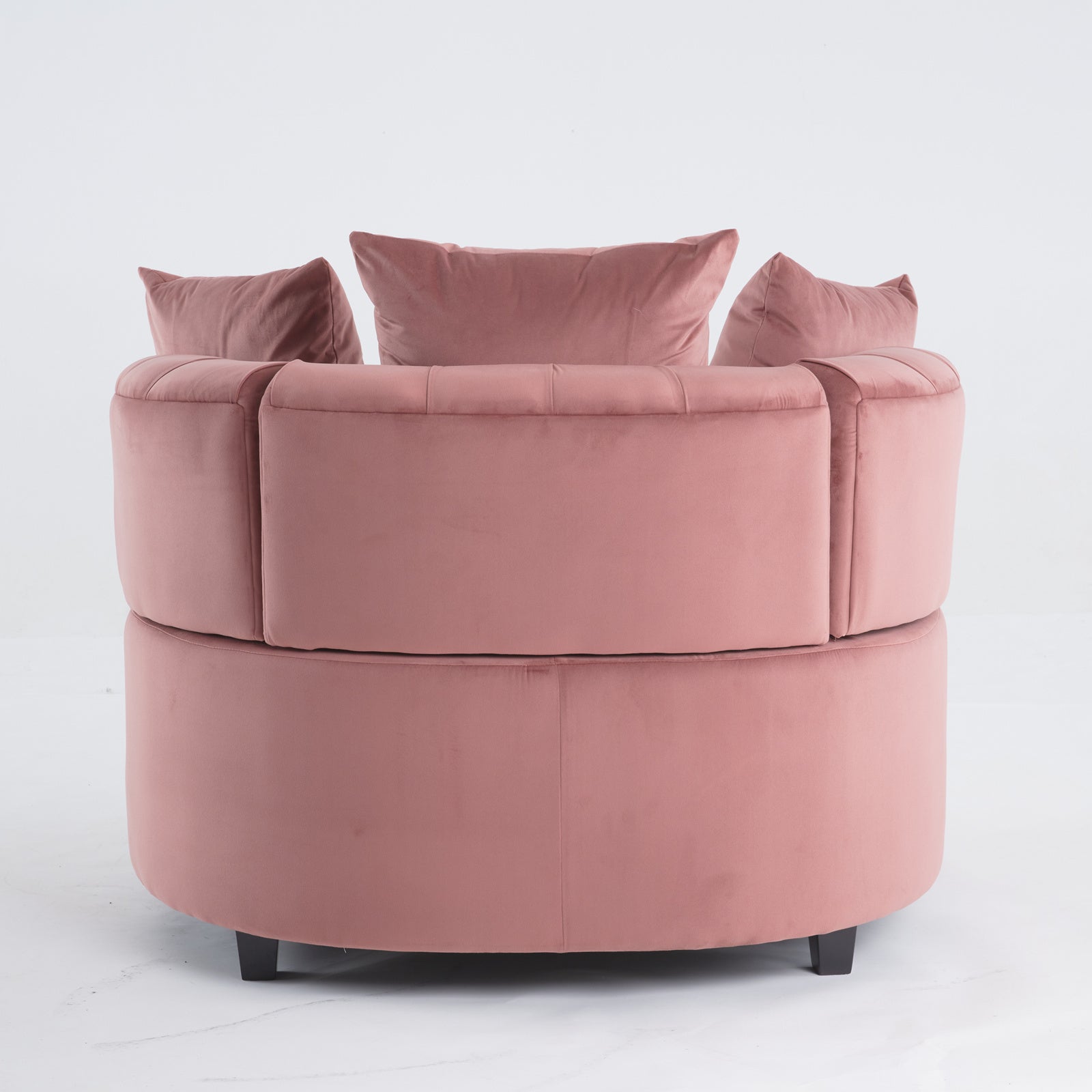 Tufted Upholstered Classical Living Room Barrel Accent Chair with Pillows- Pink_6