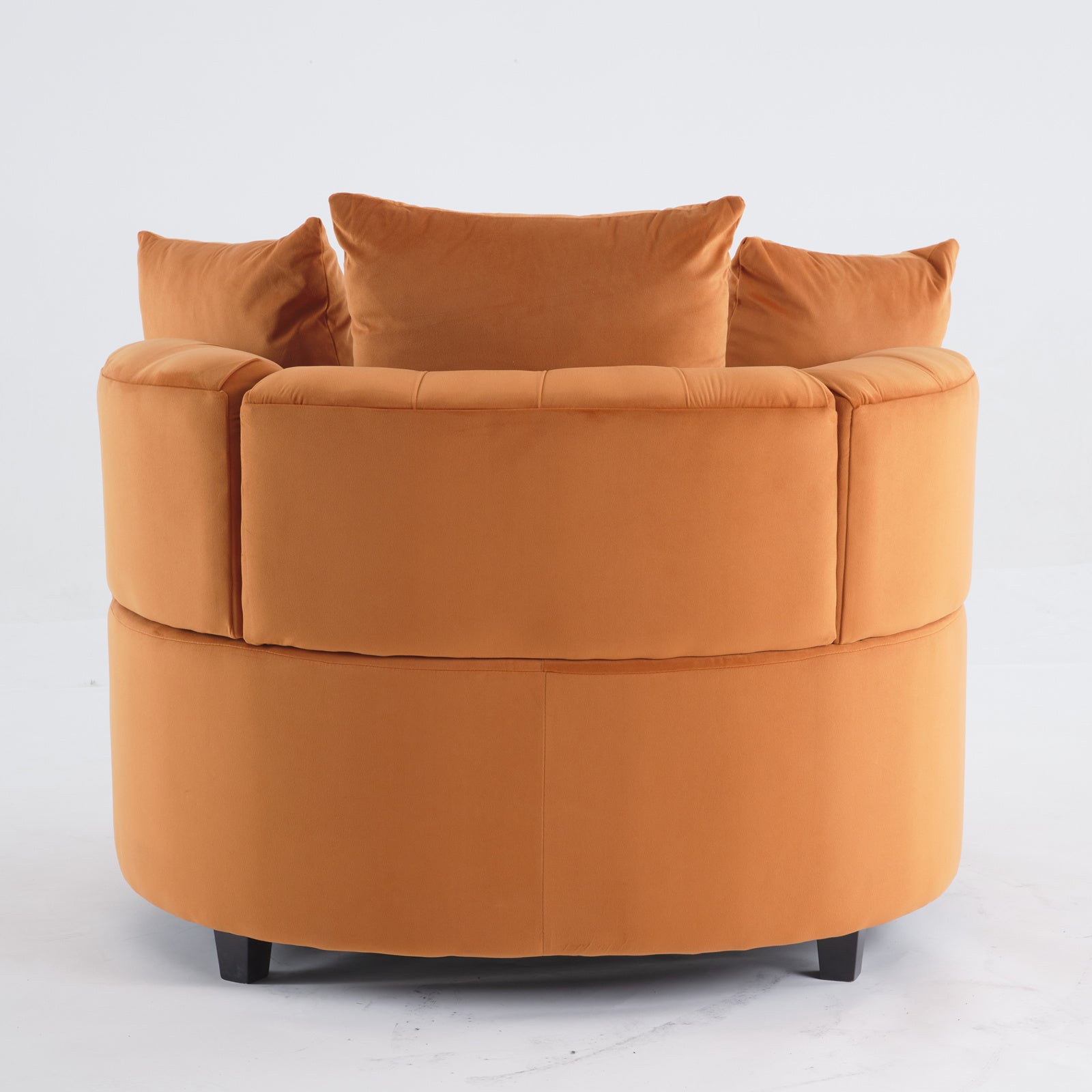 Tufted Upholstered Classical Living Room Barrel Accent Chair with Pillows- Orange_6