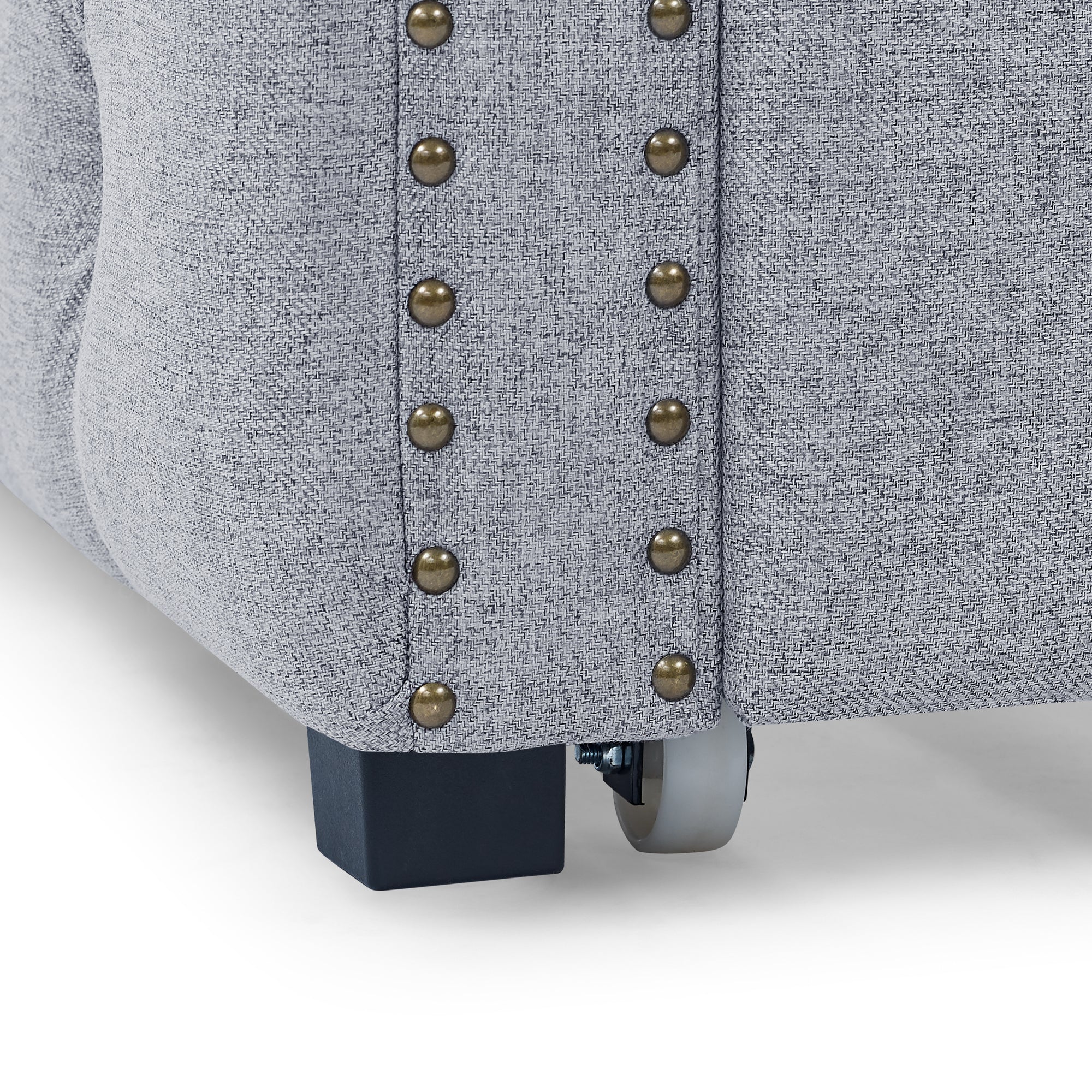 Twin Upholstered Daybed with Trundle Tufted Button Sofa Bed in Grey_10