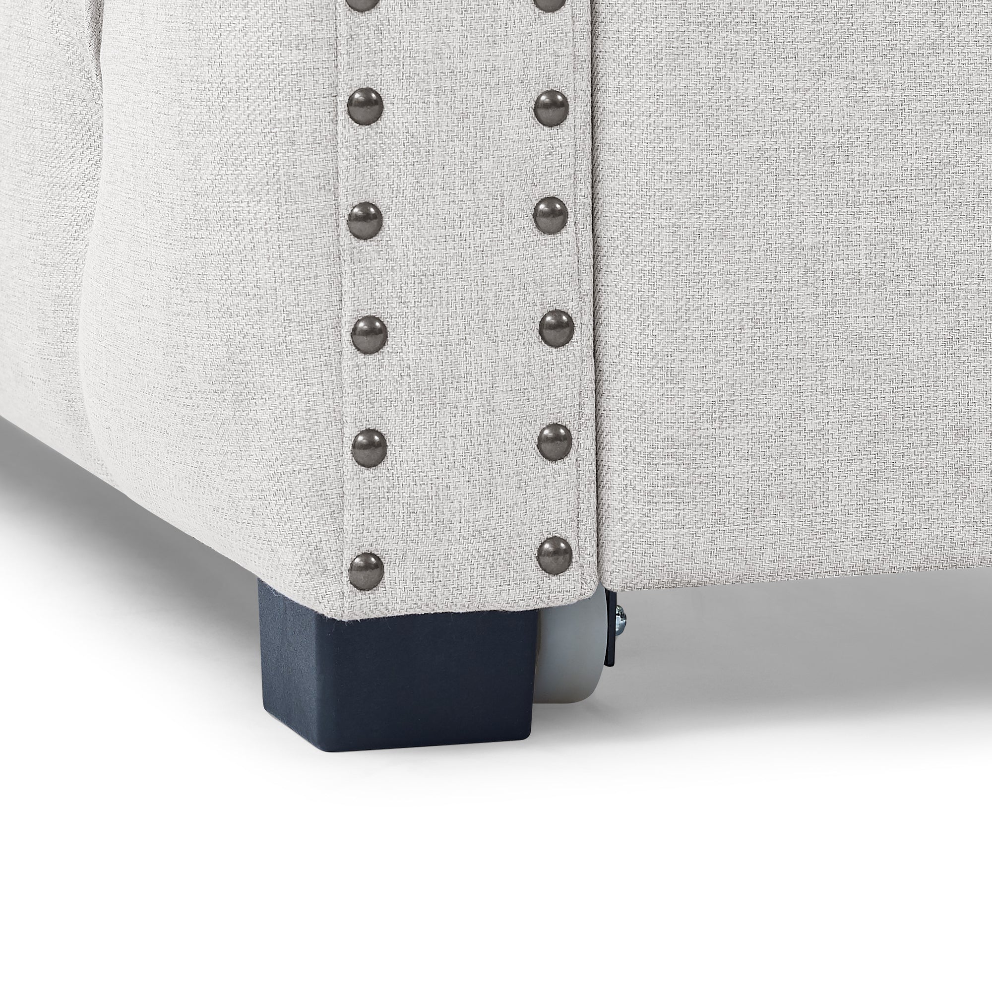 Twin Size Daybed with Trundle Upholstered Tufted Sofa Bed with Button and Copper Nails- Beige_10