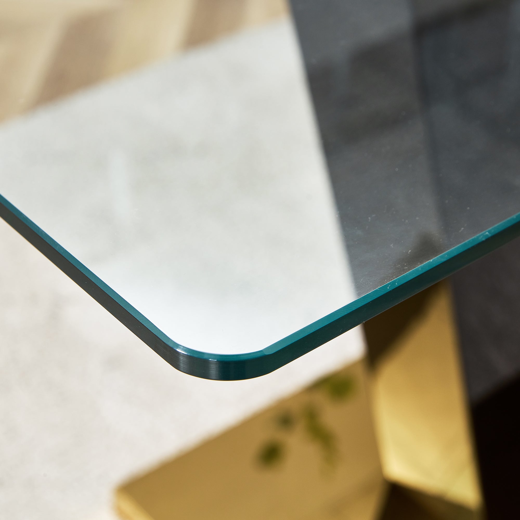 6-8 Seater Modern Minimalist 0.4" Tempered Glass Tabletop and V-Shaped Slab Legs_8