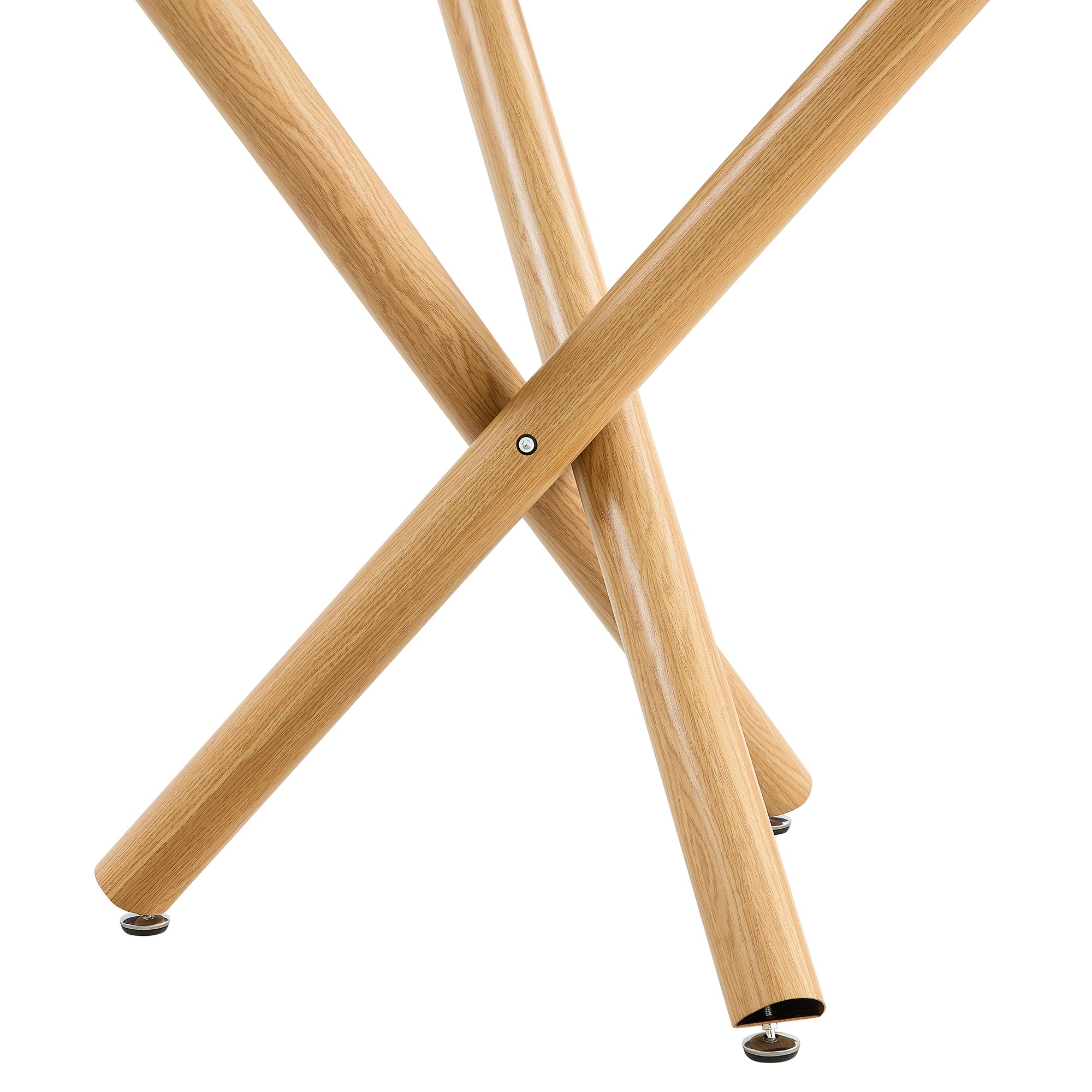 6-8 Seater Modern Kitchen Dining Table Rectangular Transparent Table Top with Wooden Metal Leg_17