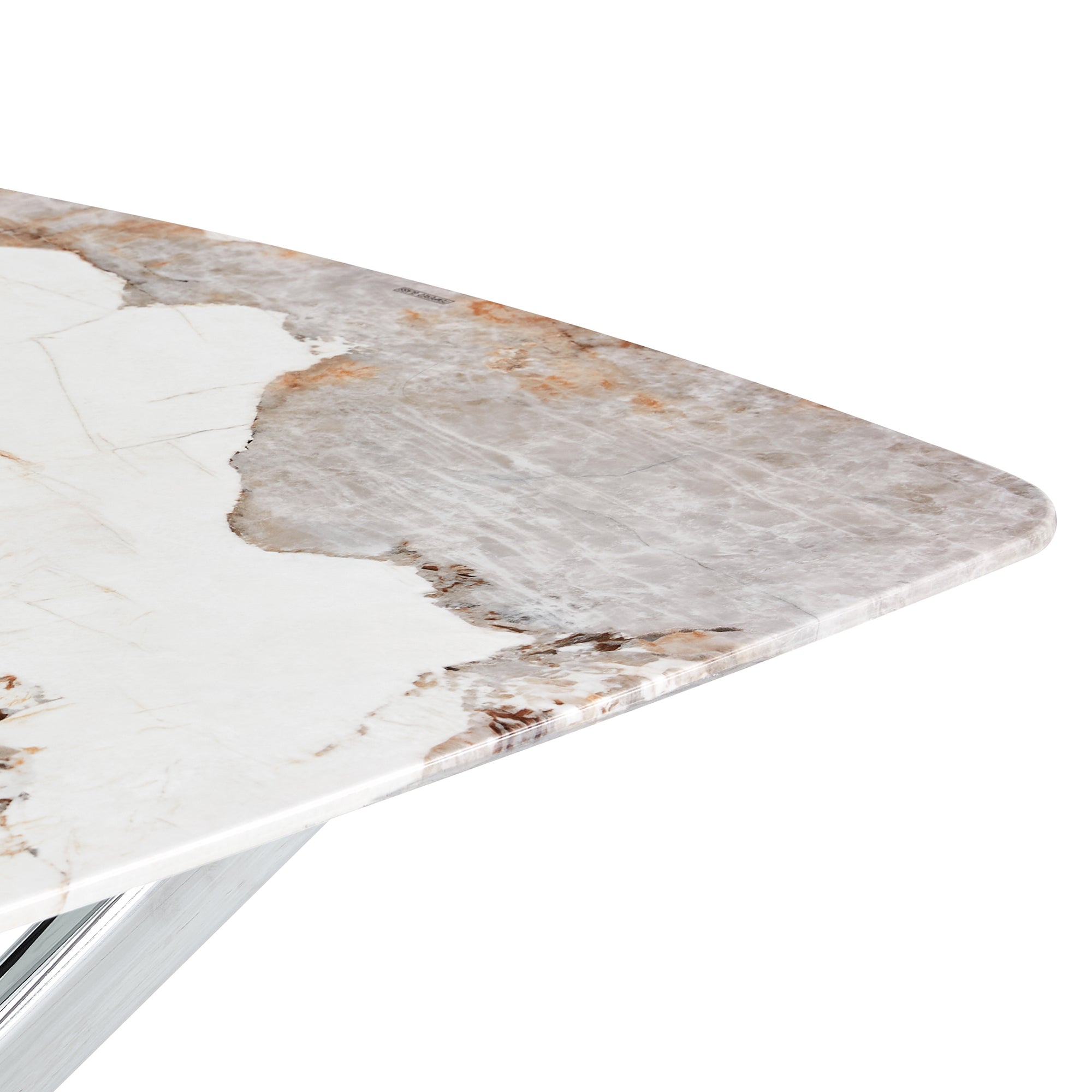 6-8 Seater Modern Kitchen Dining Table Rectangular White Marble Table Top with Silver Metal Legs_23