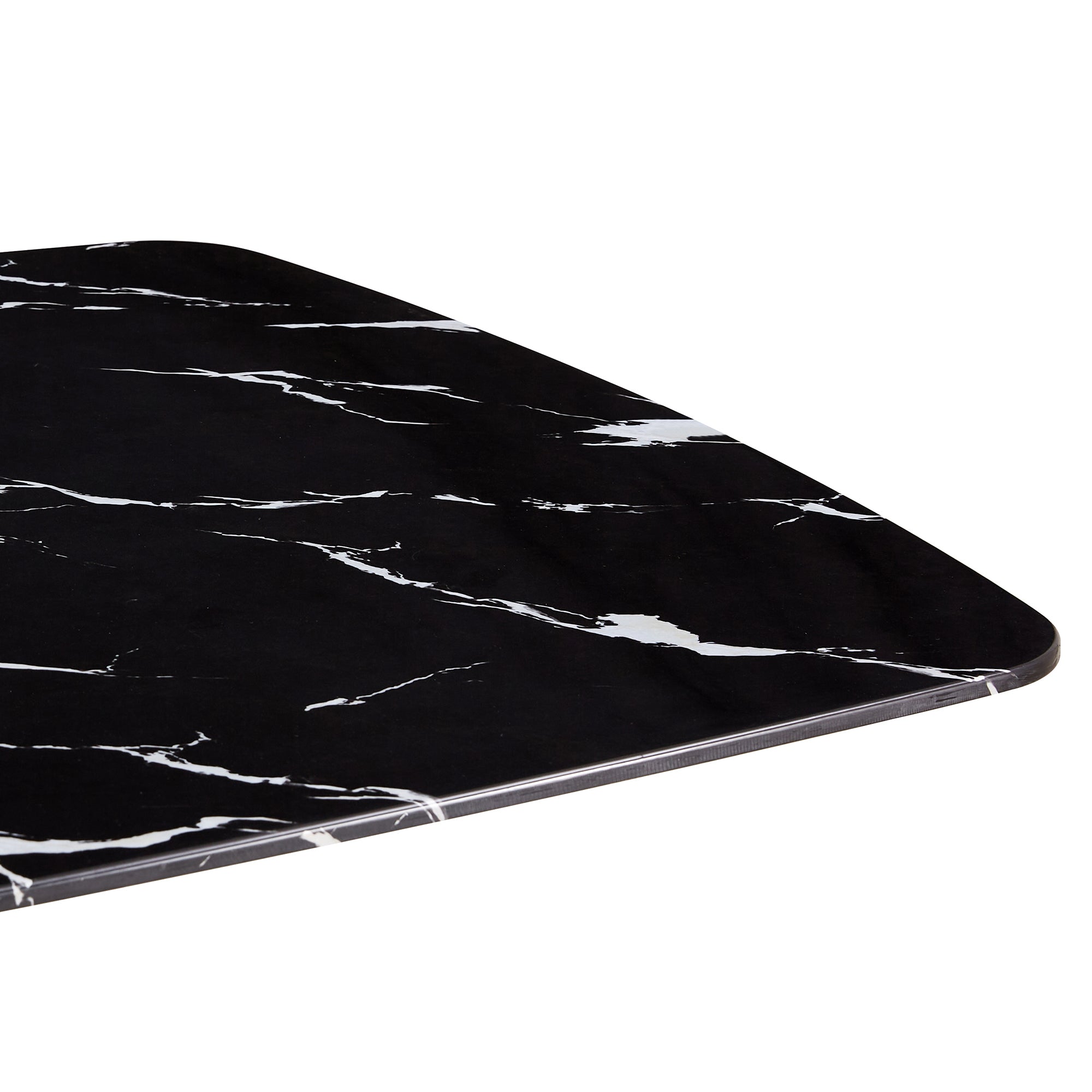 6-8 Seater Modern Kitchen Dining Table Rectangular Black Marble Table Top with Single Gold Metal Leg_14