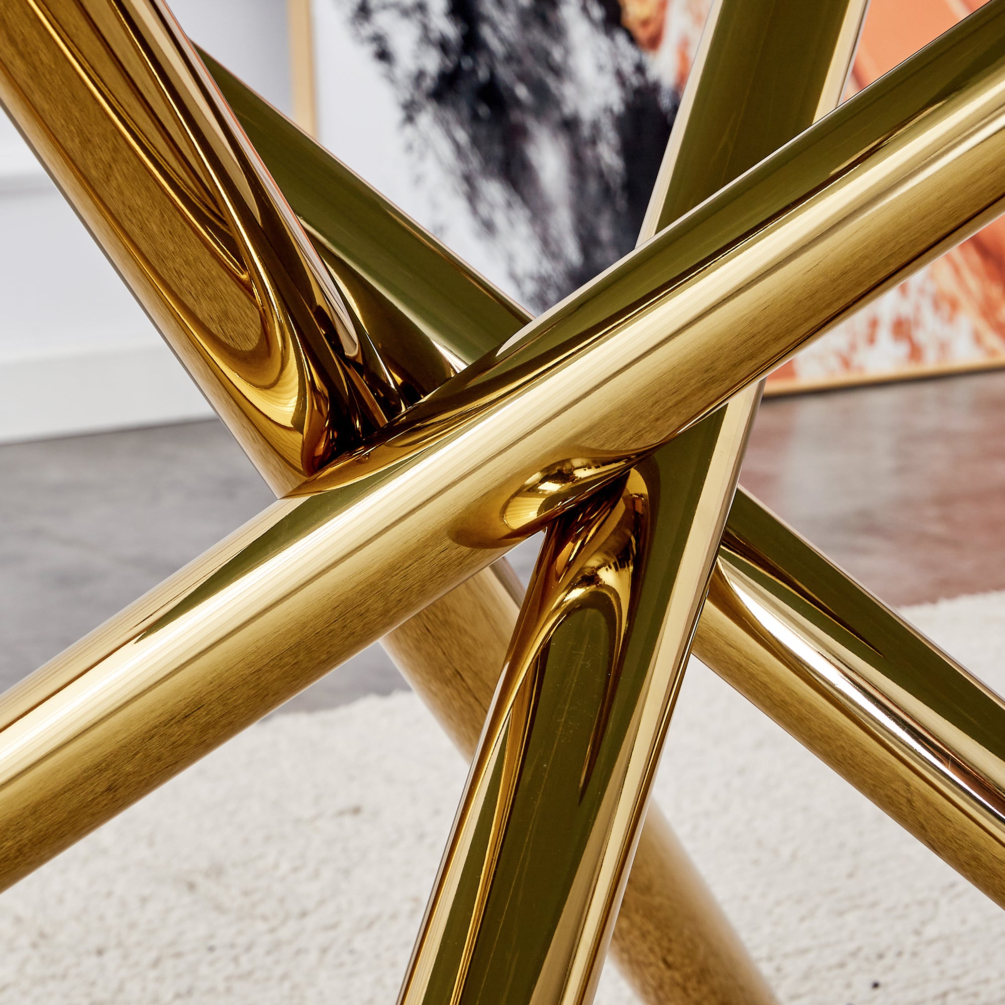 6-8 Seater Modern Kitchen Dining Table Rectangular Black Marble Table Top with Single Gold Metal Leg_8