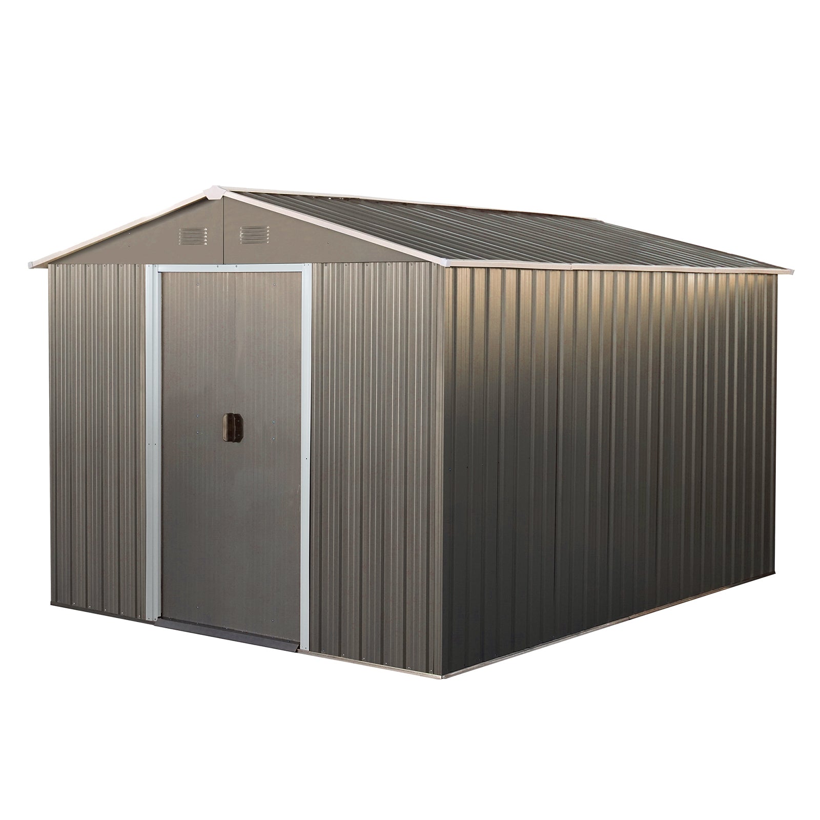 8x10ft Strong and Sturdy Outdoor Metal Storage Shed with Metal Floor Frame-Gray_8