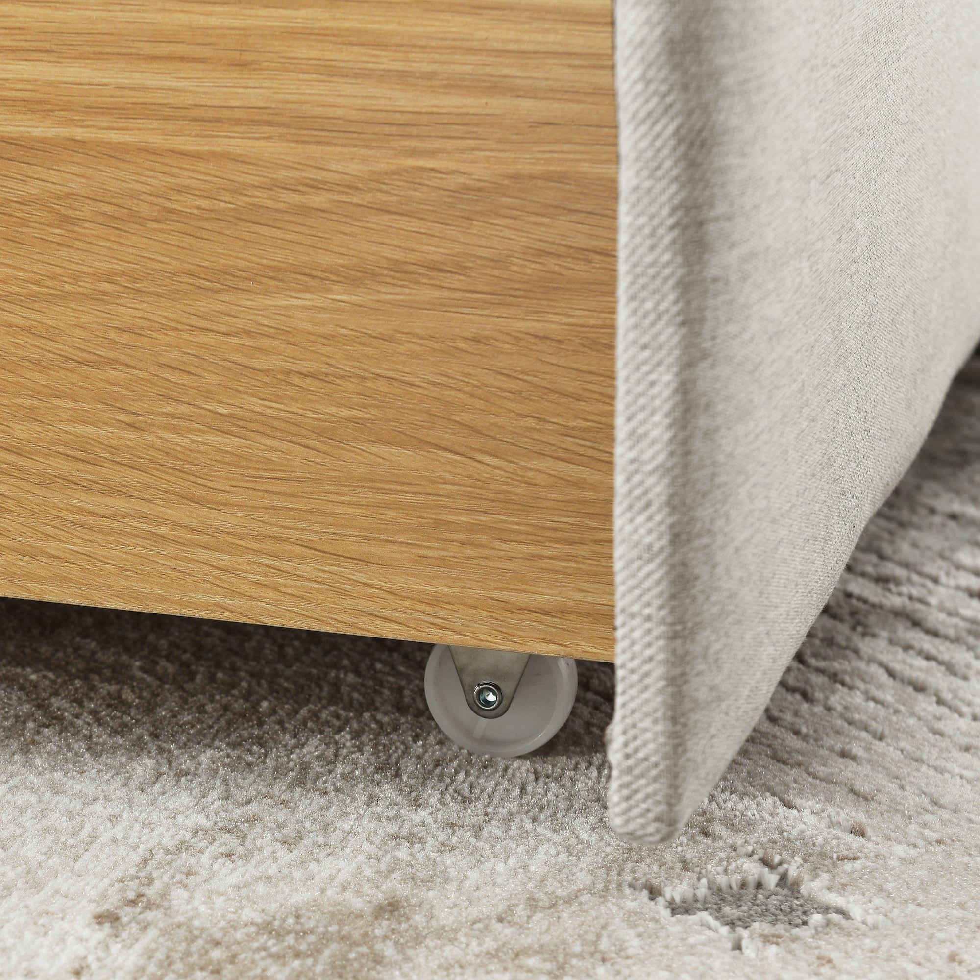 Two Drawers Tufted Twin Size Daybed with Button and Nail Heads on Square Arms- Beige_14