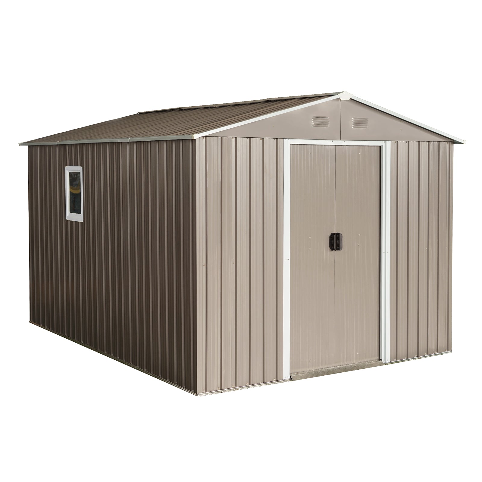 10ft x 8ft Strong and Sturdy Outdoor Metal Storage Shed with Ventilation Window- Grey_8