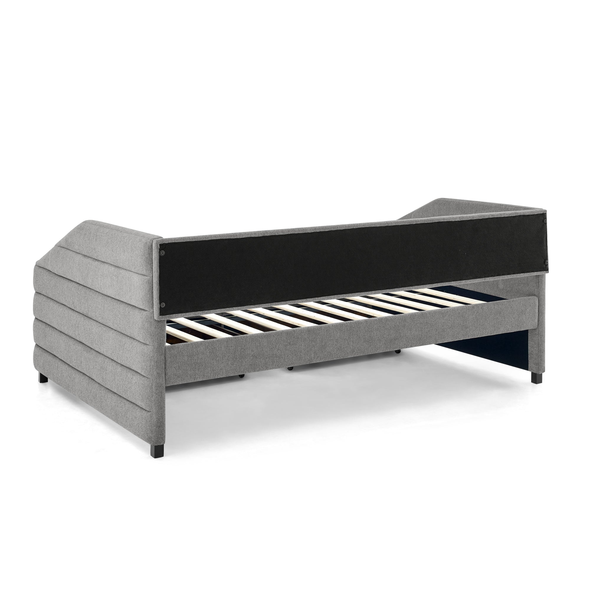Full Size Daybed with Two Drawers Trundle Upholstered Tufted Sofa Bed- Grey_6