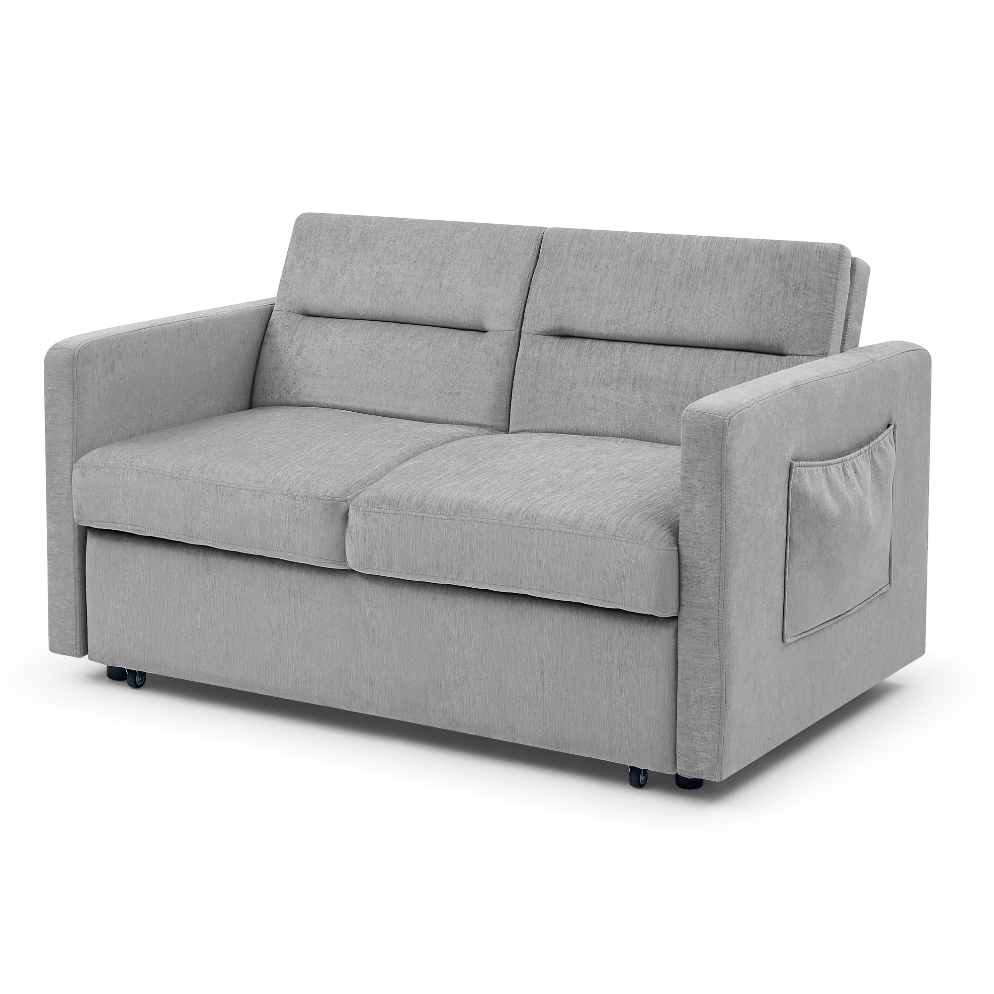 Upholstered Sleeper Sofa Bed with Adjustable Backrest and Foam Cushion- Grey_14