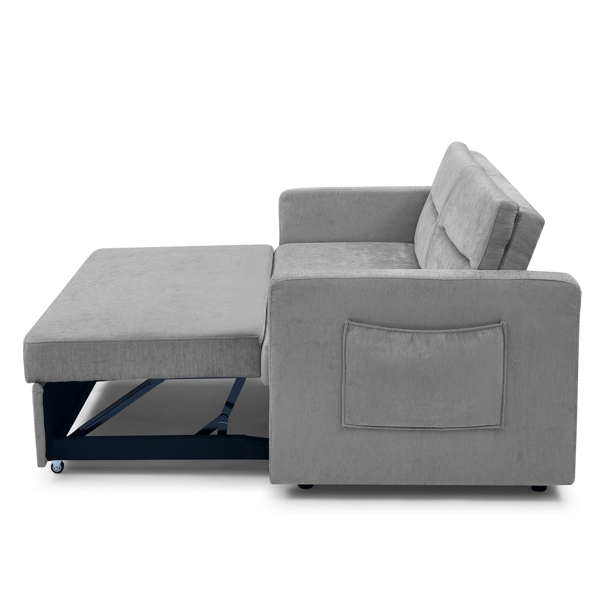 Upholstered Sleeper Sofa Bed with Adjustable Backrest and Foam Cushion- Grey_7