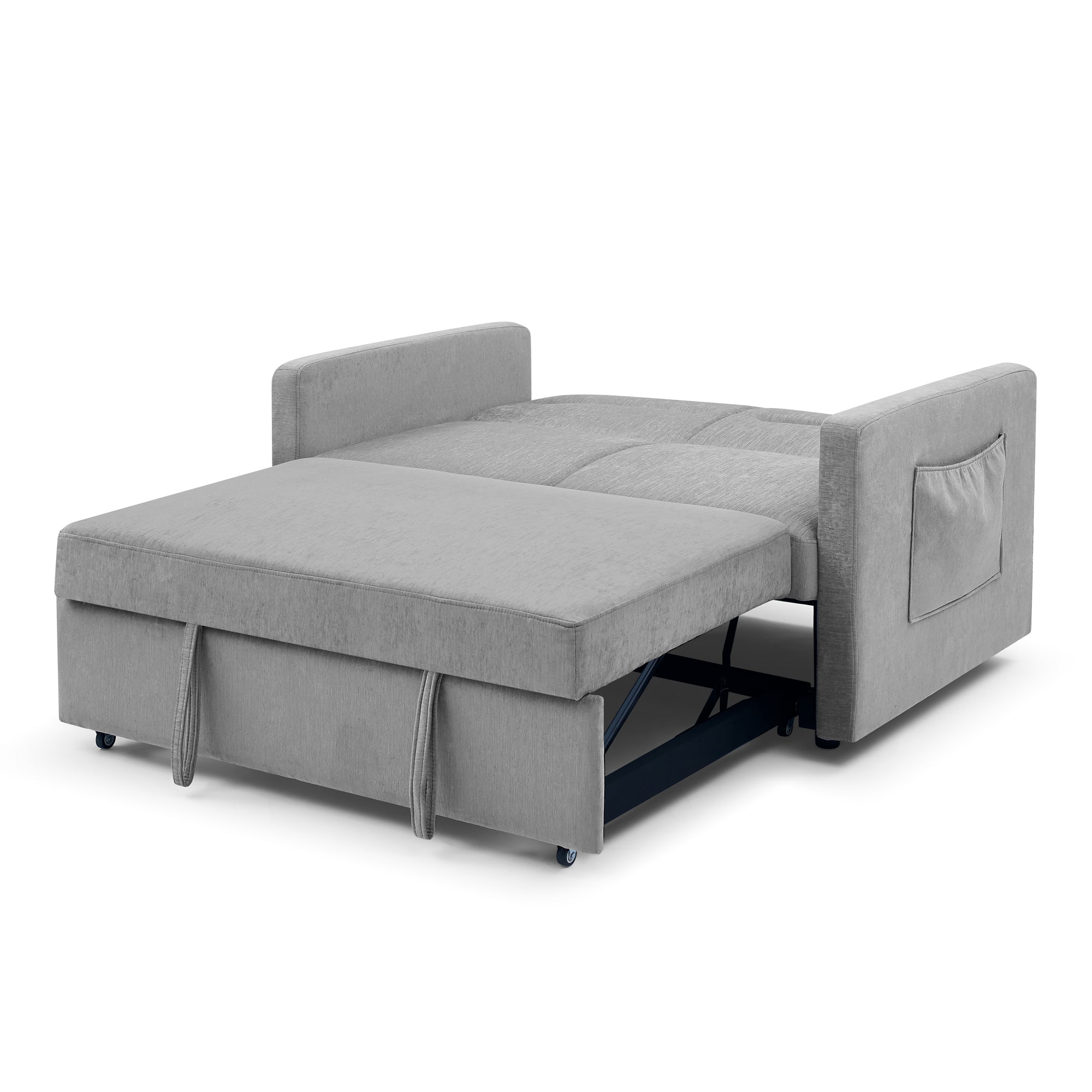 Upholstered Sleeper Sofa Bed with Adjustable Backrest and Foam Cushion- Grey_11