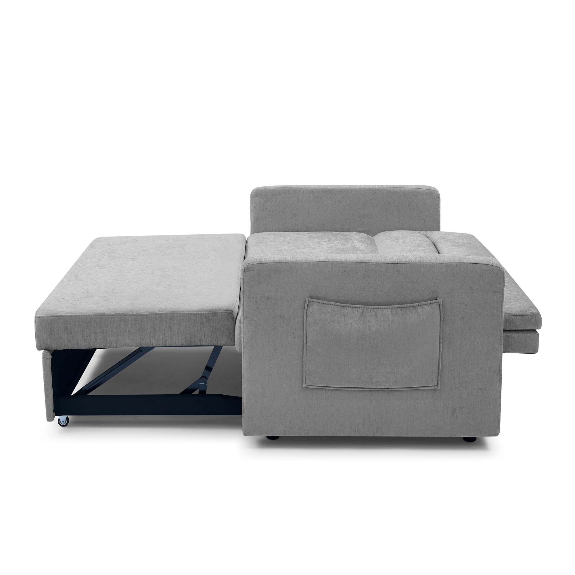 Upholstered Sleeper Sofa Bed with Adjustable Backrest and Foam Cushion- Grey_8