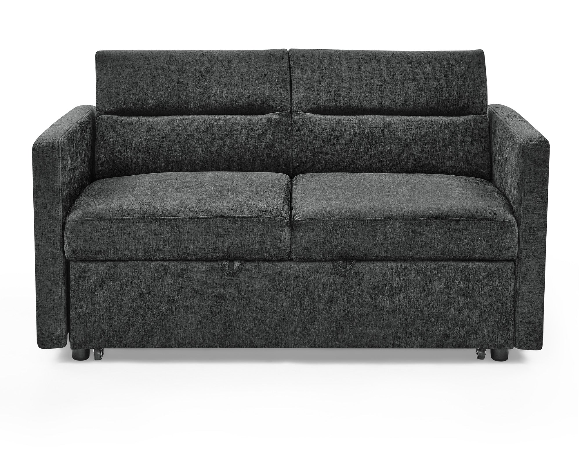 Upholstered Sleeper Sofa Bed with Adjustable Backrest and Foam Cushion- Black_4