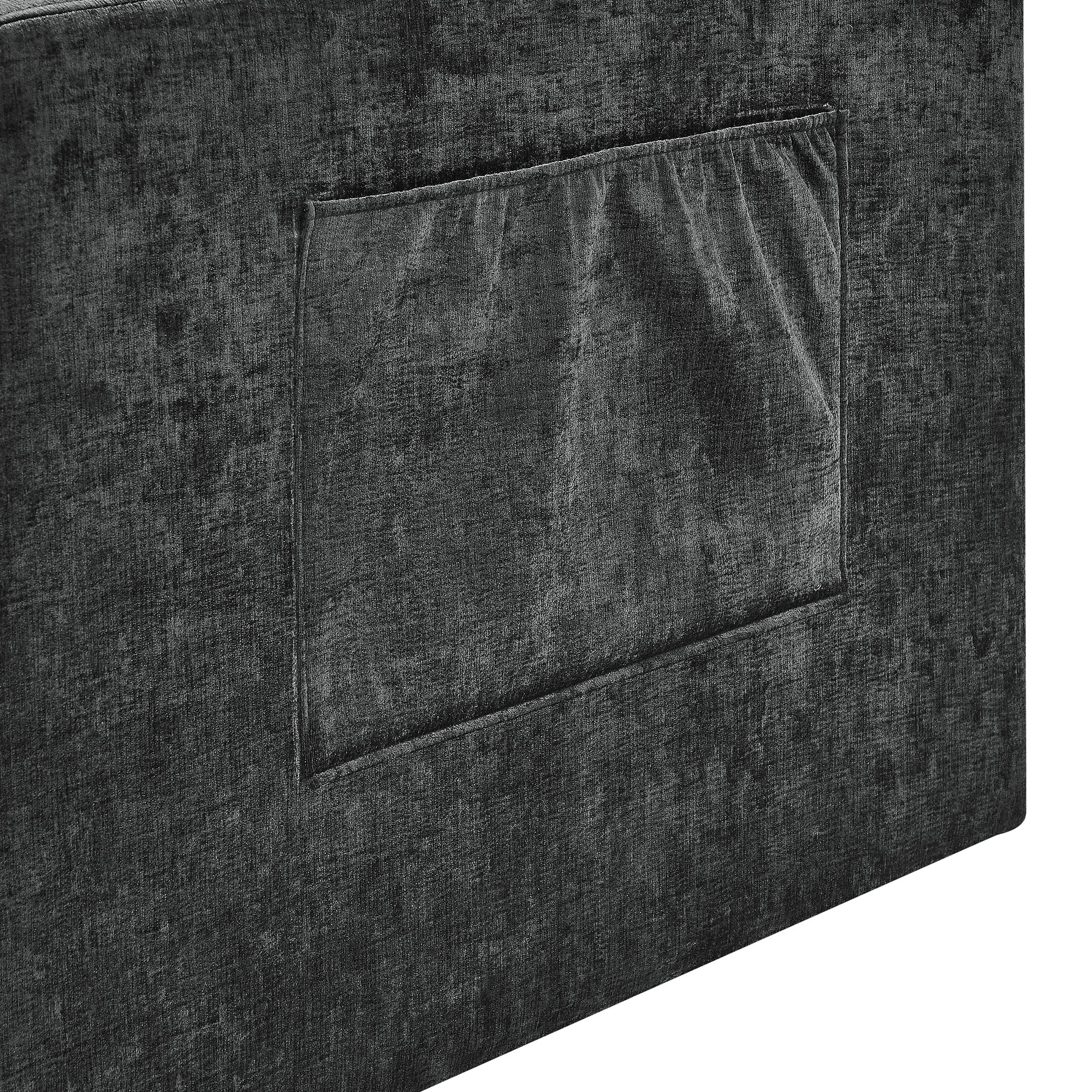 Upholstered Sleeper Sofa Bed with Adjustable Backrest and Foam Cushion- Black_13