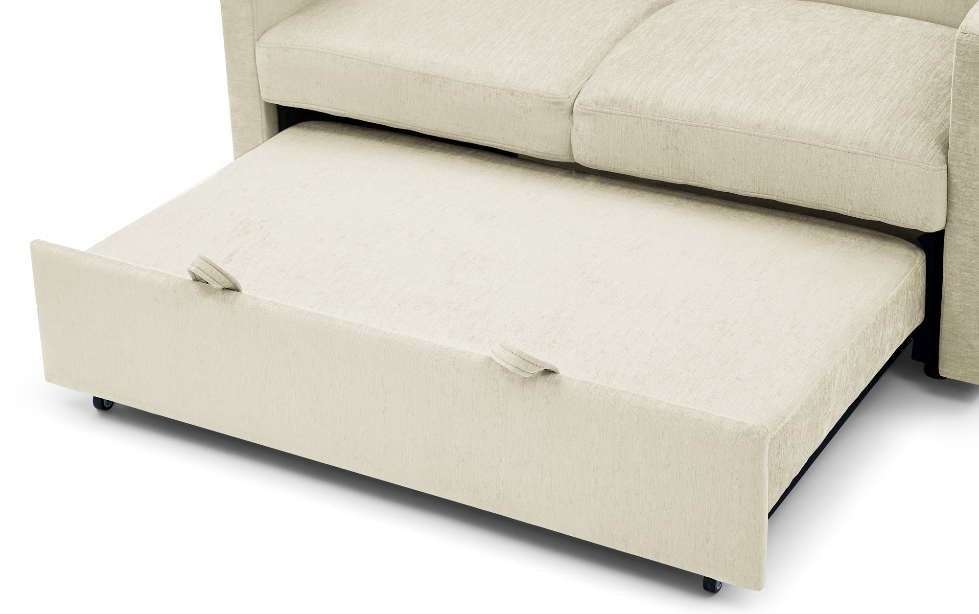 Upholstered Sleeper Velvet Sofa Bed with Adjustable Backrest and Foam Cushion- Beige_17