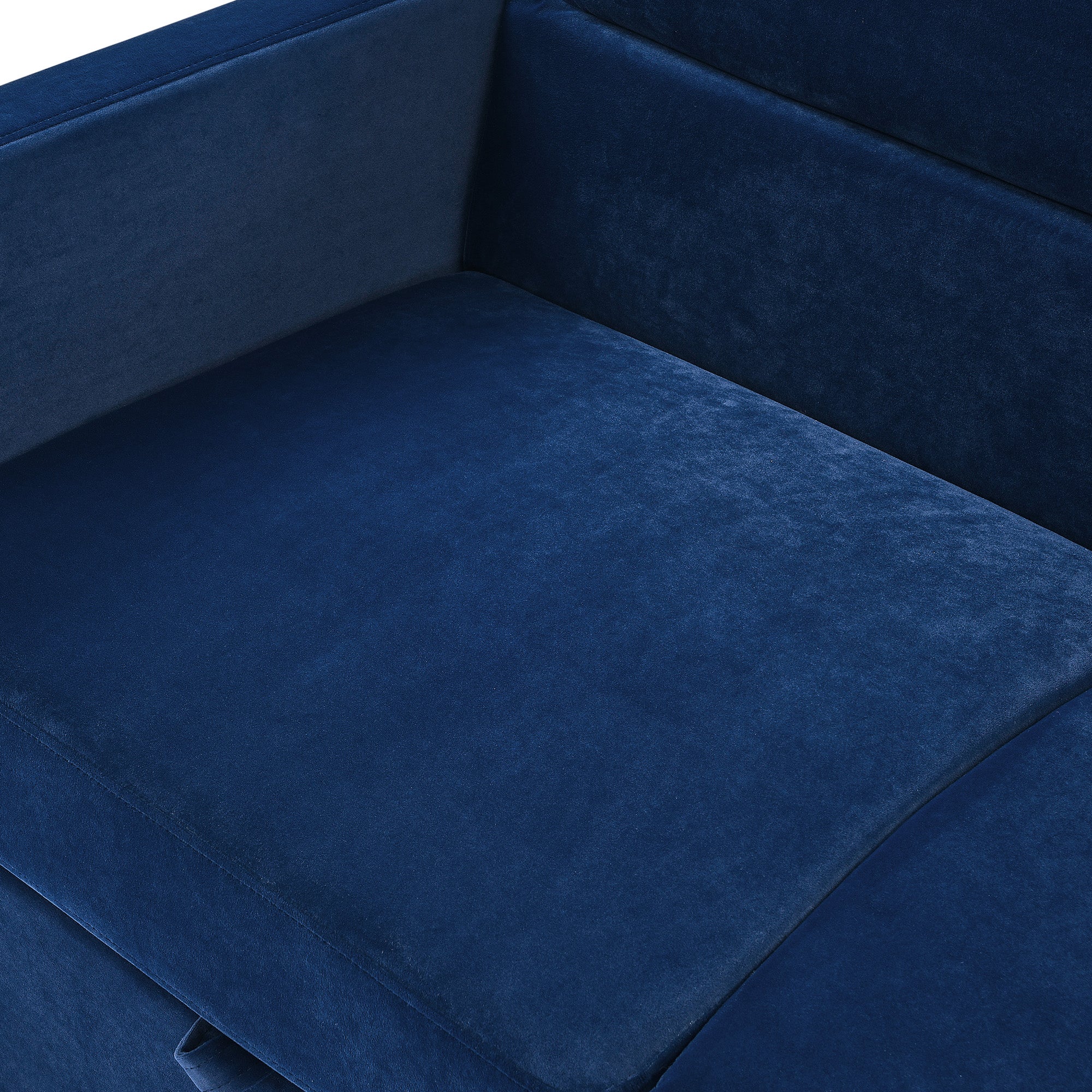 Upholstered Sleeper Velvet Sofa Bed with Adjustable Backrest and Foam Cushion- Blue_20