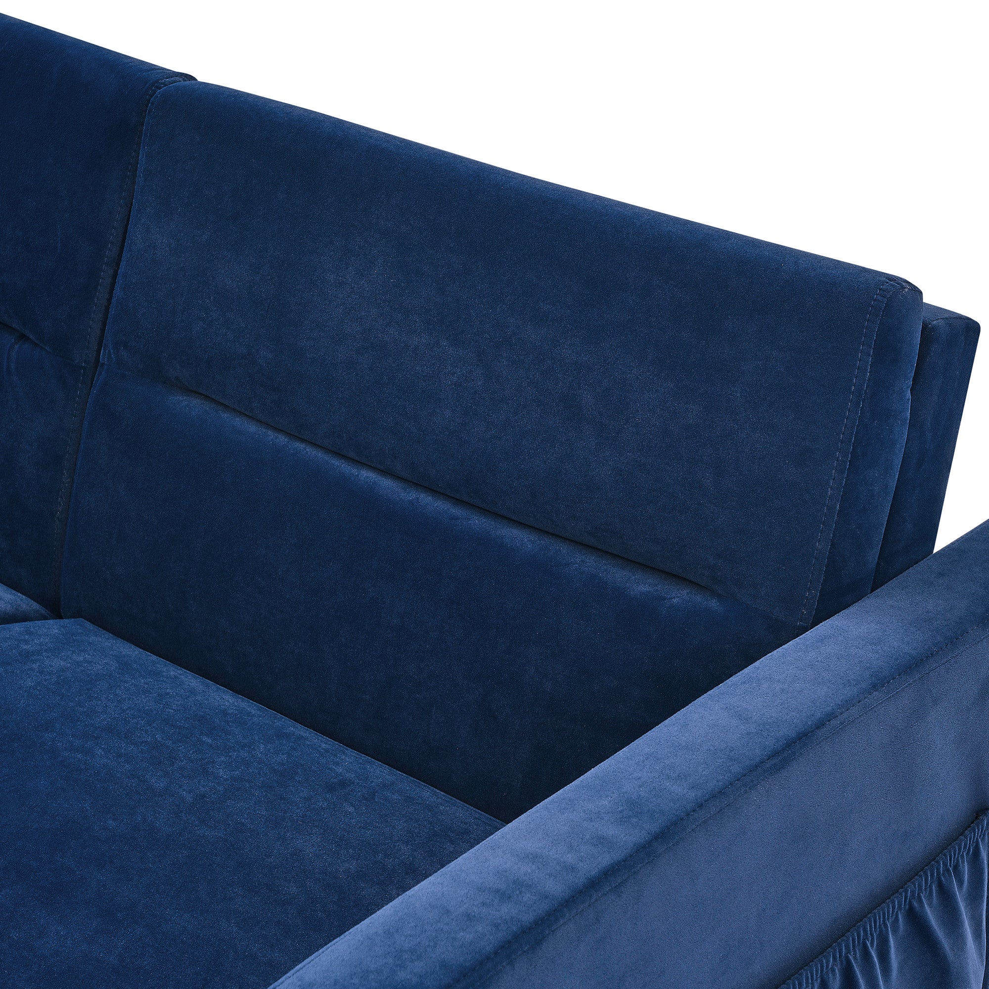 Upholstered Sleeper Velvet Sofa Bed with Adjustable Backrest and Foam Cushion- Blue_18