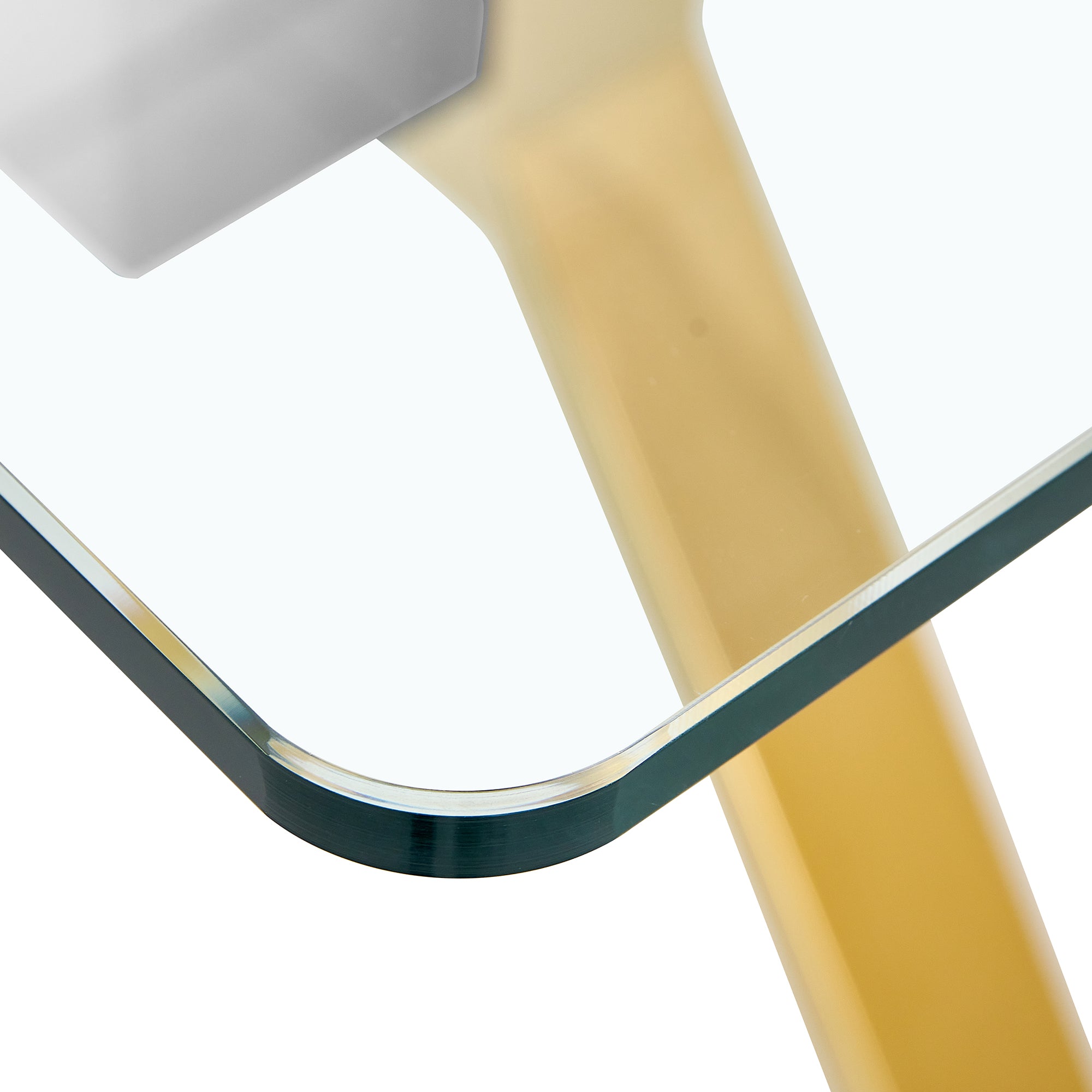 Modern Luxury Tempered Gold Chrome Plated Glass Table with Gray Support Crossbar_15