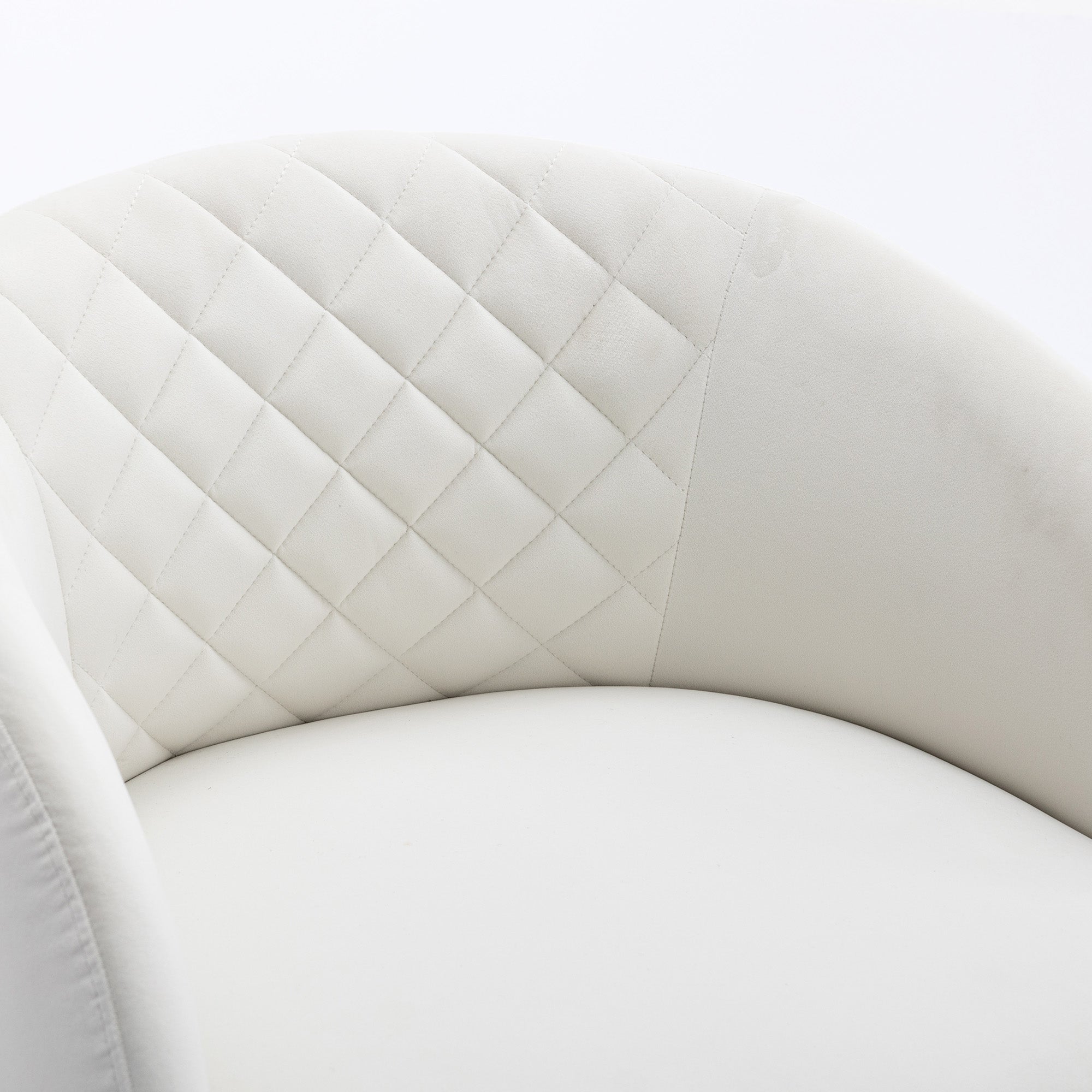 Modern Upholstered Velvet Fabric Curved Back Swivel Chair Accent Barrel Chair- Ivory_10