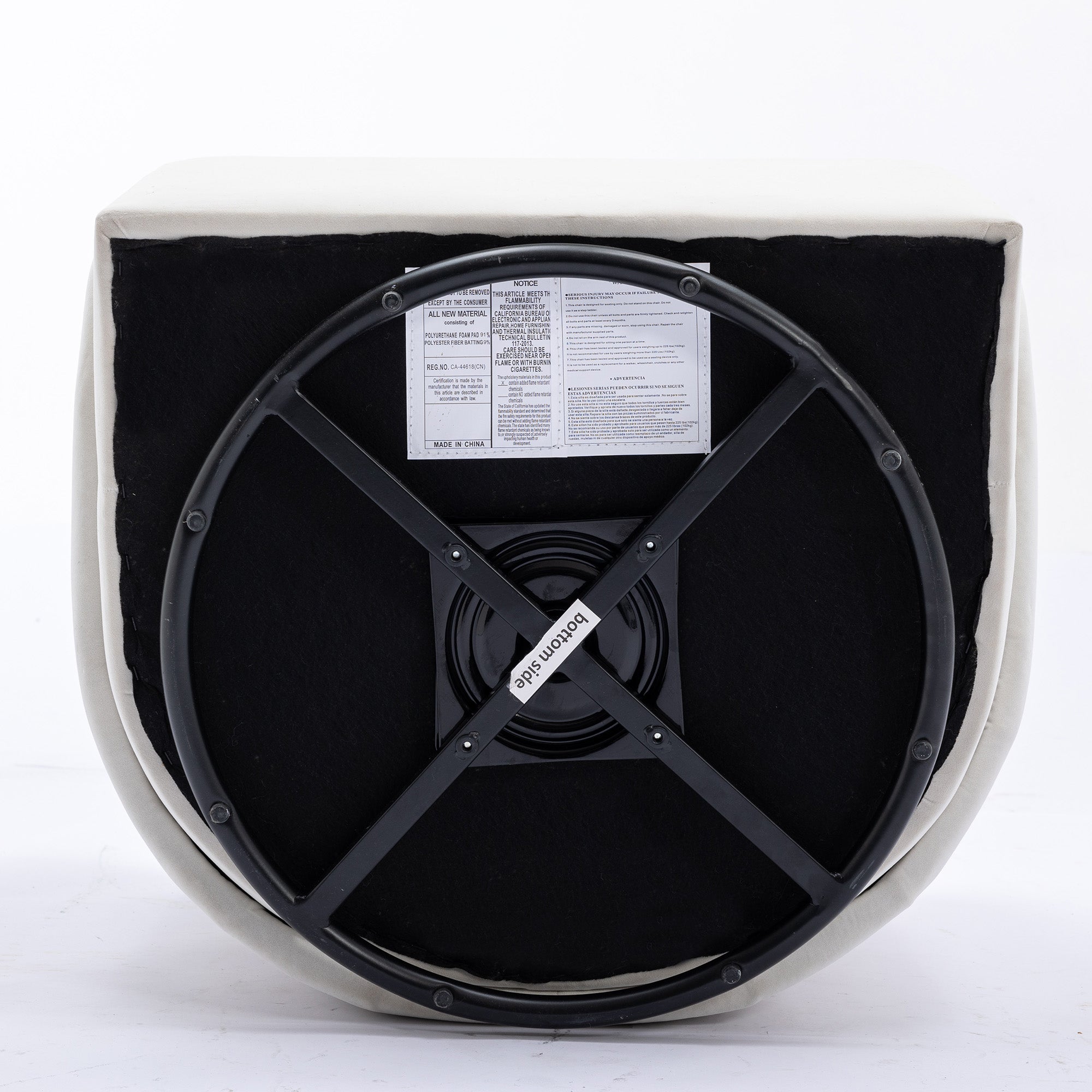 Modern Upholstered Velvet Fabric Curved Back Swivel Chair Accent Barrel Chair- Ivory_11