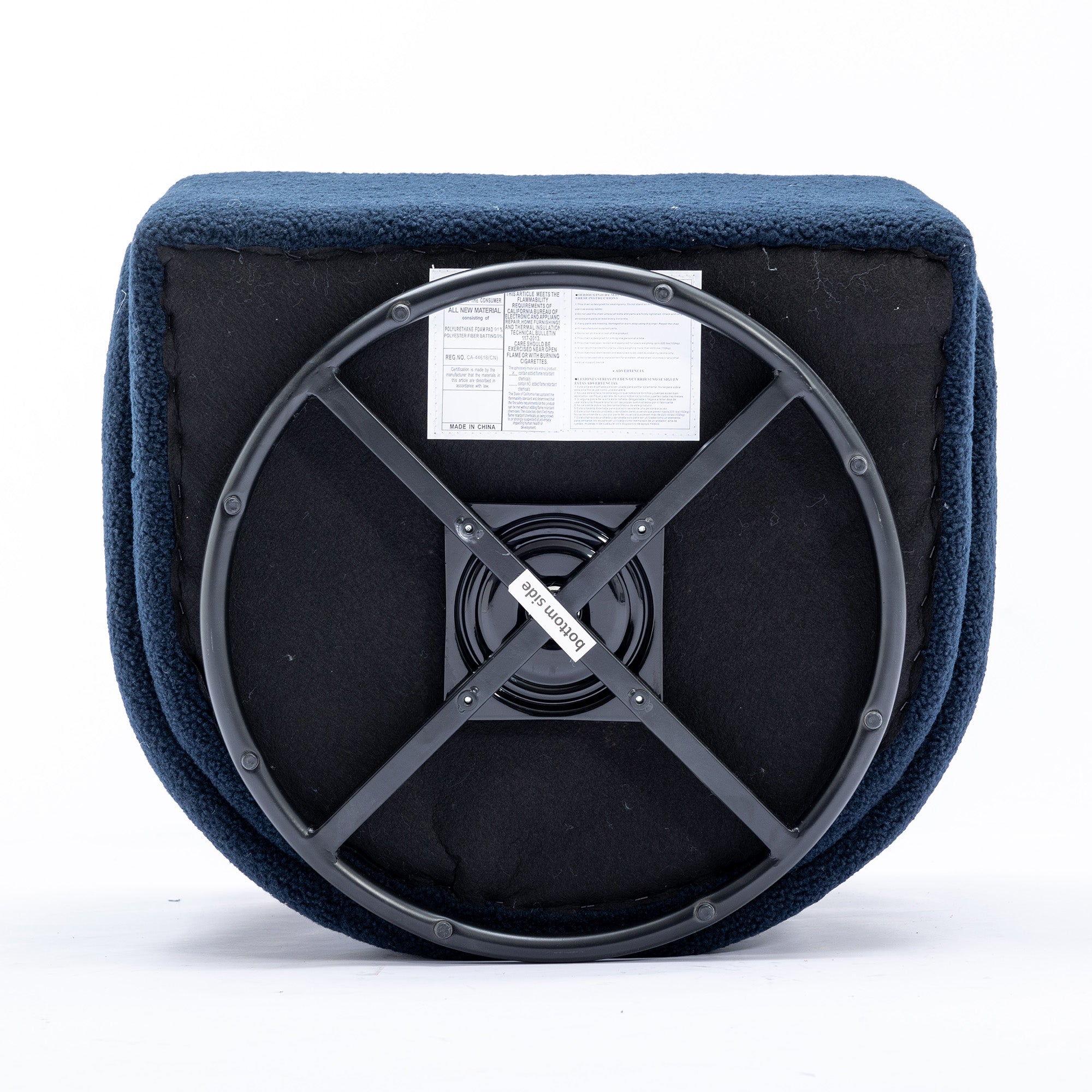 Modern Upholstered Teddy Fabric Curved Back Swivel Chair Accent Barrel Chair- Blue_3