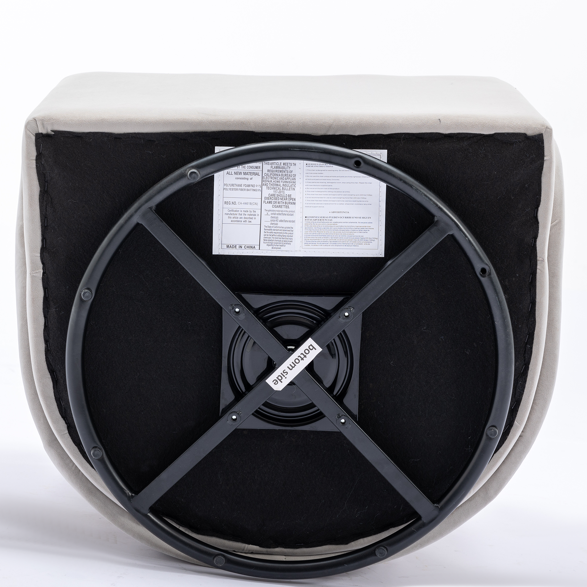 Modern Upholstered Velvet Fabric Curved Back Swivel Chair Accent Barrel Chair- Gray_4